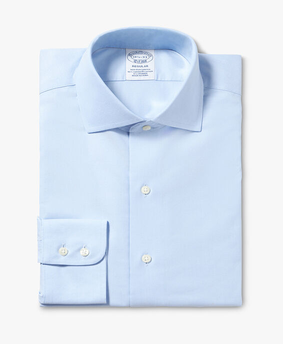 Brooks Brothers Pastel Blue Slim Fit Non-Iron Stretch Cotton Shirt with English Spread Collar Pastel Blue 1000097505US100205345
