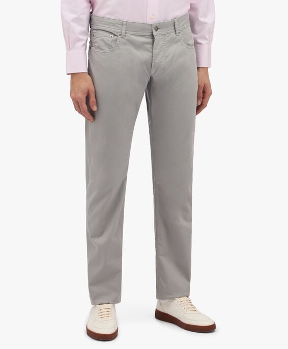 Brooks Brothers Pantalón de cinco bolsillos gris claro de algodón elástico Gris claro CPFPK021COBSP002LTGRP001