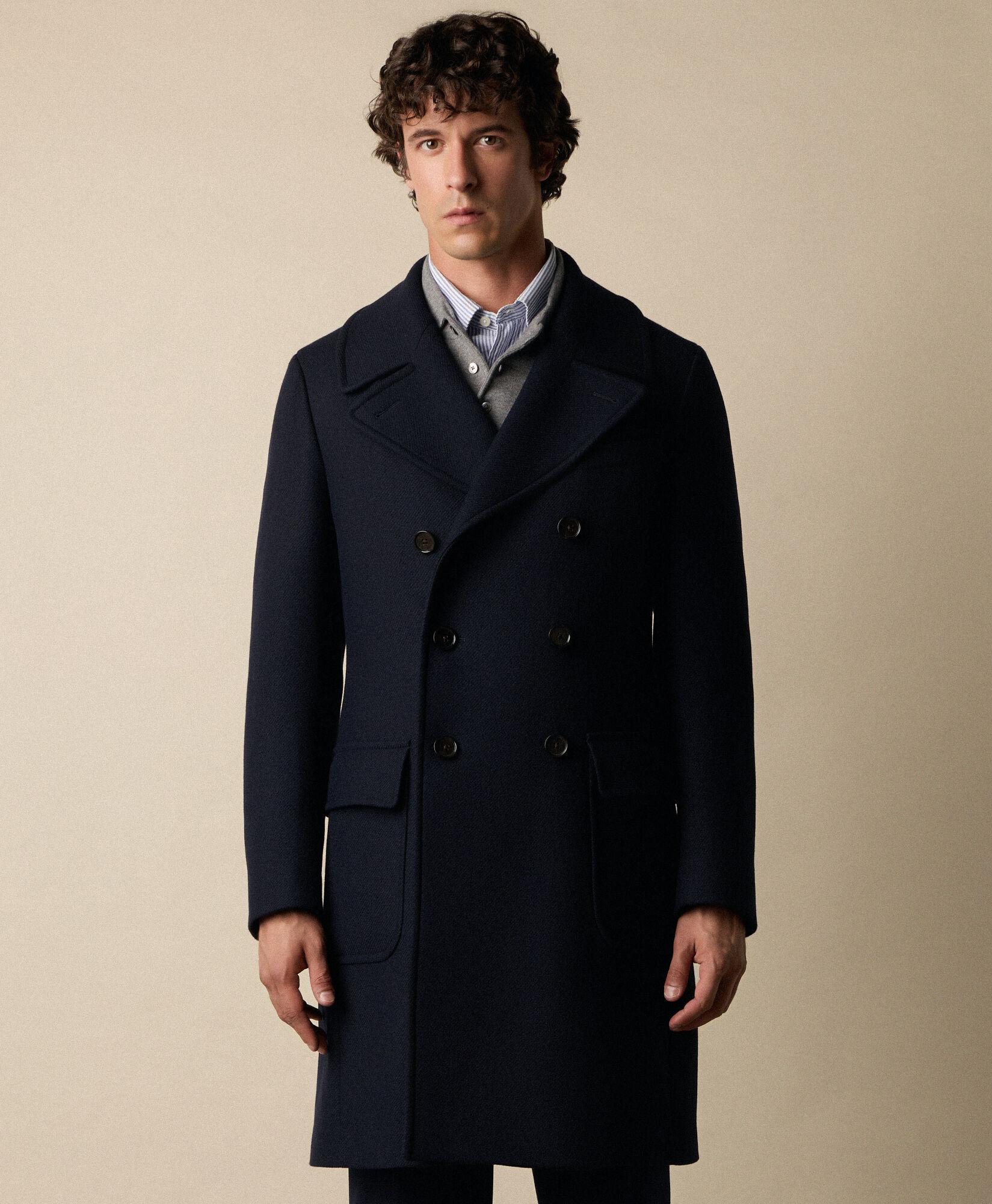 Brooks Brothers Manteau Croisé en Laine Sur Mesure Bleu Marine DRCOA009WOBPA009NAVYP001