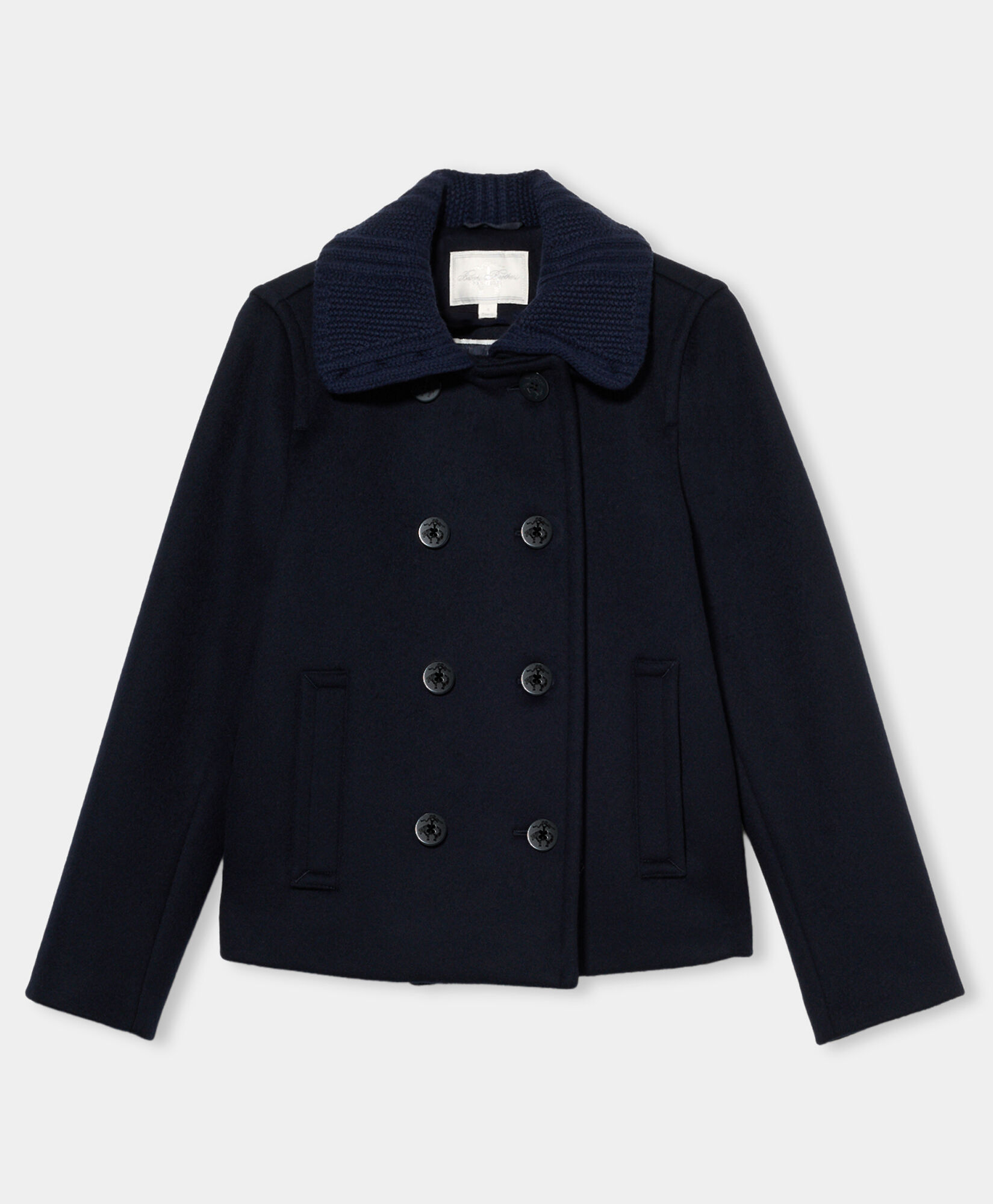 Brooks Brothers Cropped Double Faced Peacoat Navy 1000104561US100222036