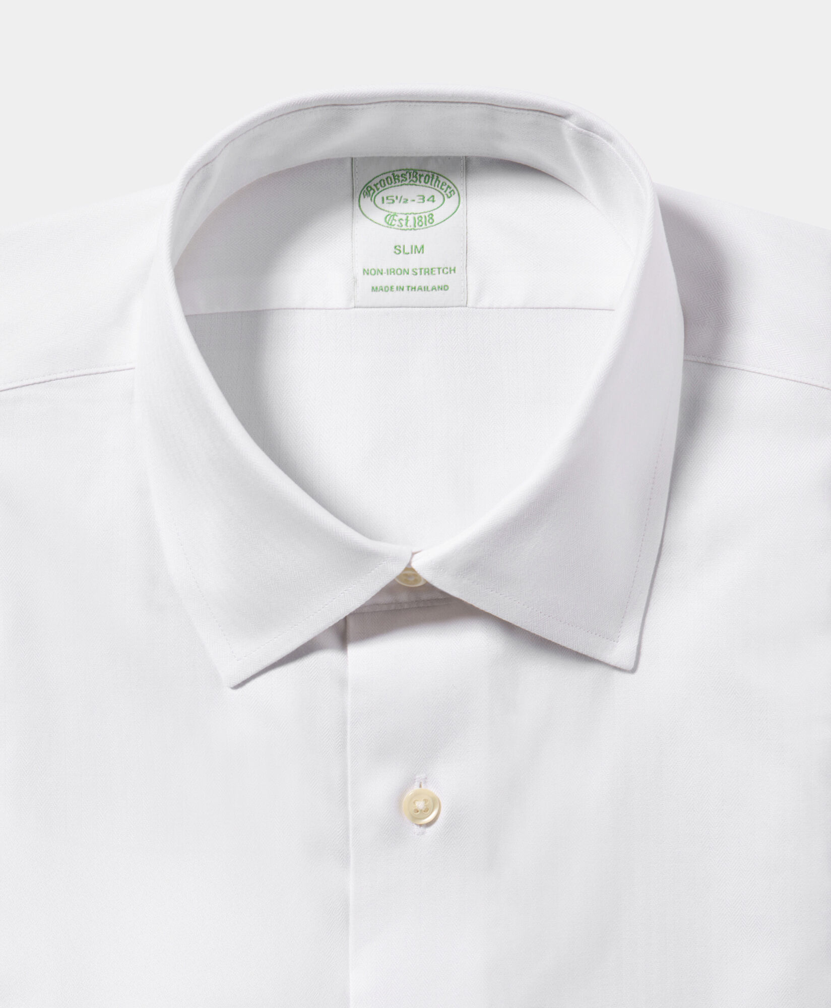 Brooks Brothers Chemise Supima à Motif Chevron Coupe Ajustée Non-Iron avec Col Ainsley Blanc 1000105930US100224409