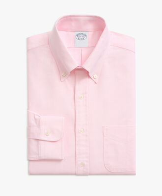 Slim Fit Non-Iron Oxford Shirt with Button Down Collar in Light