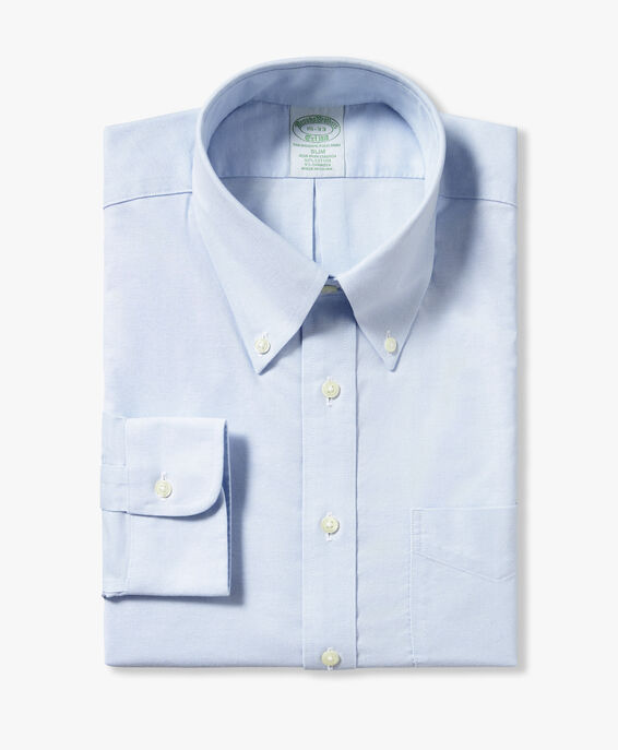 Brooks Brothers Light Blue Slim Fit Non-Iron Stretch Cotton Shirt with Button-Down Collar Pastel Blue 1000096525US100205352