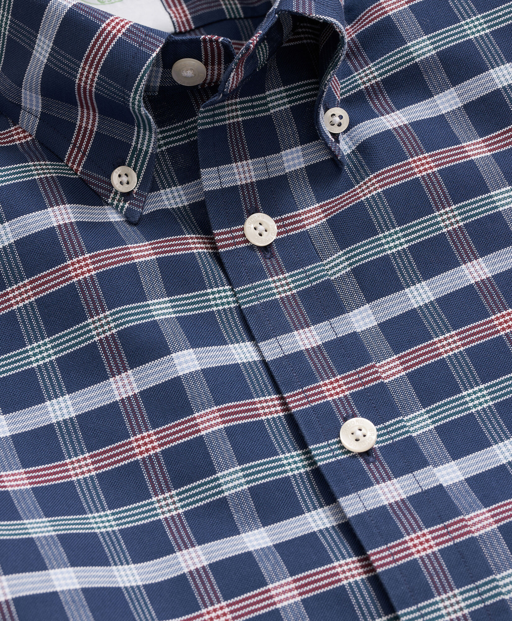 Brooks Brothers Regular Fit Non-Iron Plaid Stretch Oxford Shirt with Button Down Collar Navy 1000104549US100223195