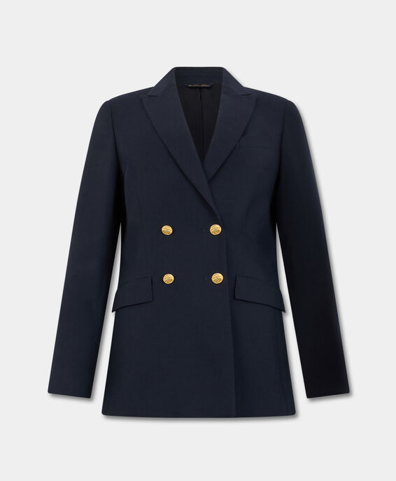 Brooks Brothers Gold Buttons Double-Breasted Virgin Wool Blazer Navy JKREG113WVPWV003NAVYP001