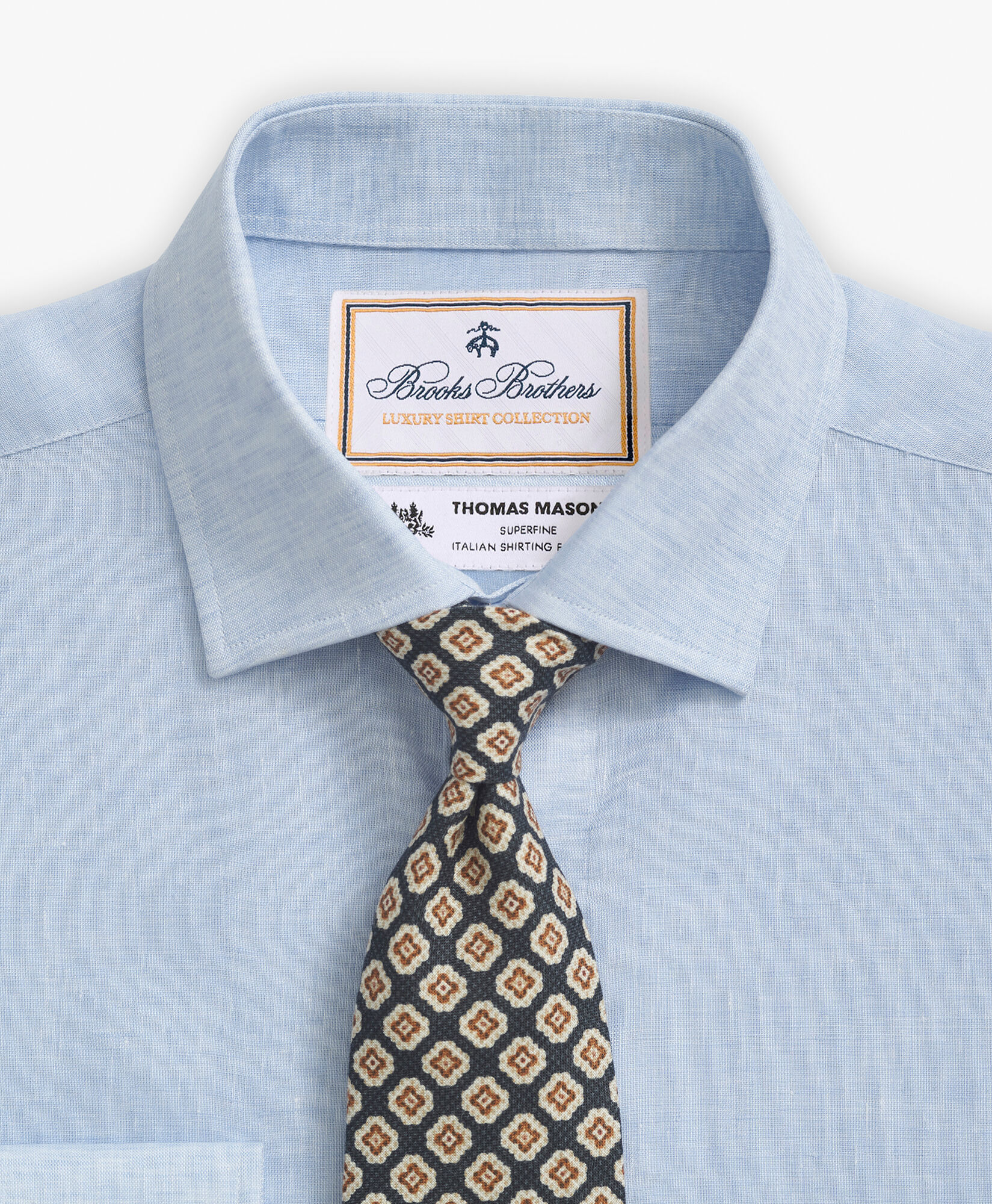 Light Blue Slim Fit Brooks Brothers X Thomas Mason Linen Dress Shirt with English Spread Collar in Light Blue for Men Brooks Brothers EU