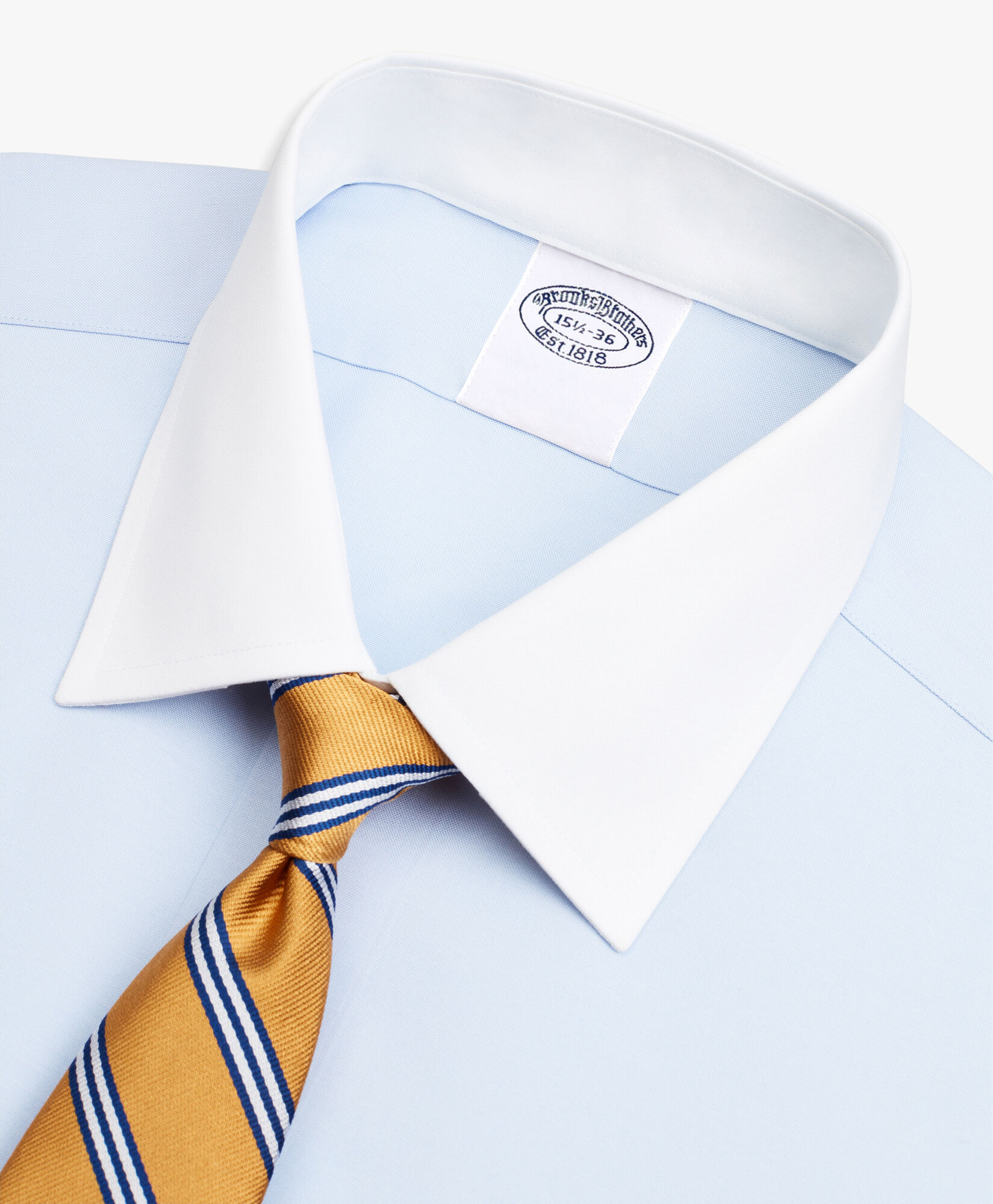 Brooks Brothers Chemise de smoking bleu clair coupe regular non-iron en coton Supima extensible Oxford Pinpoint à col Ainsley Bleu clair/pastel 1000096250US100200725