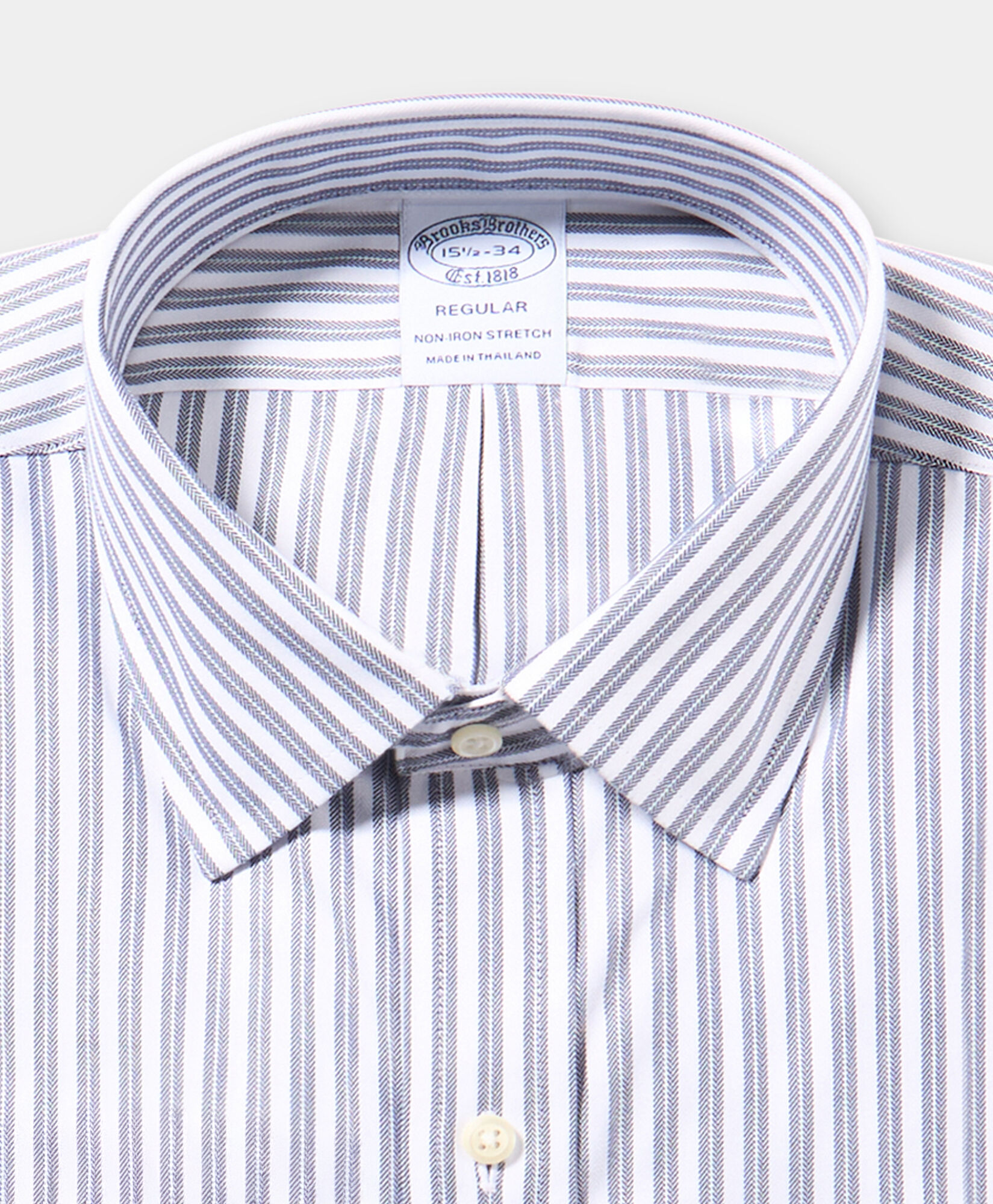 Brooks Brothers Regular Fit Non-Iron Striped Supima Cotton Shirt with Ainsley Collar Navy 1000105551US100223569