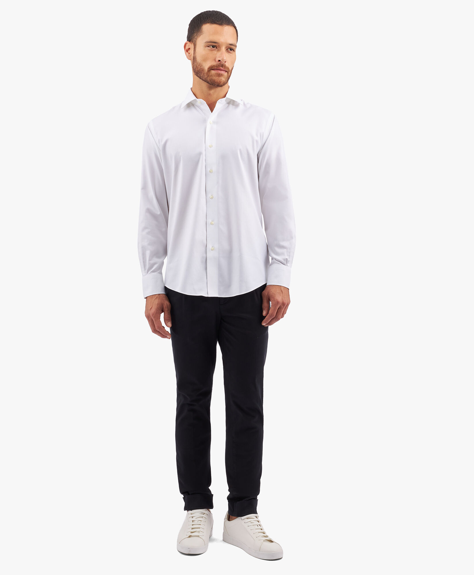 Brooks Brothers Regular Fit Non-Iron Stretch Twill Shirt with English Collar White 1000097508US100205358