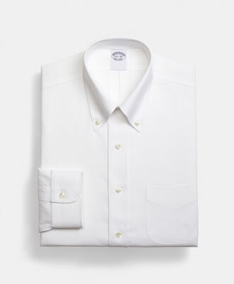Brooks Brothers Regular Fit Non-Iron Supima Oxford Pinpoint Shirt with Button Down Collar White 1000095081US100199370
