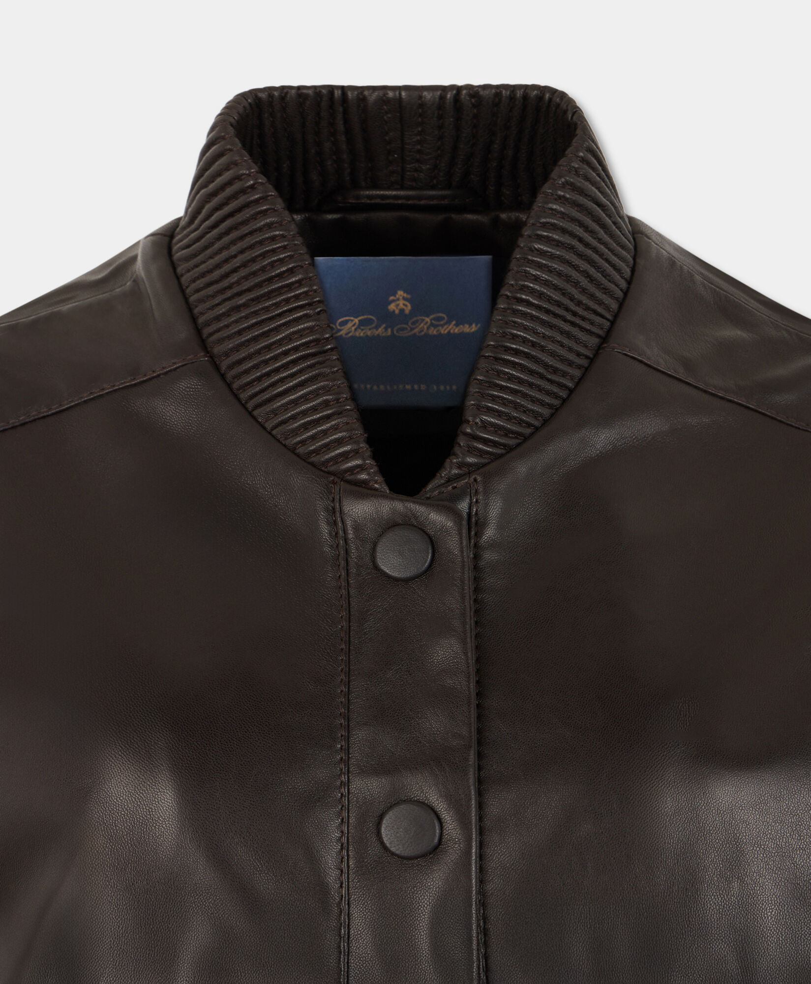 Brooks Brothers Leather Bomber Jacket Brown COBOM023LTPLT002BRWNP001