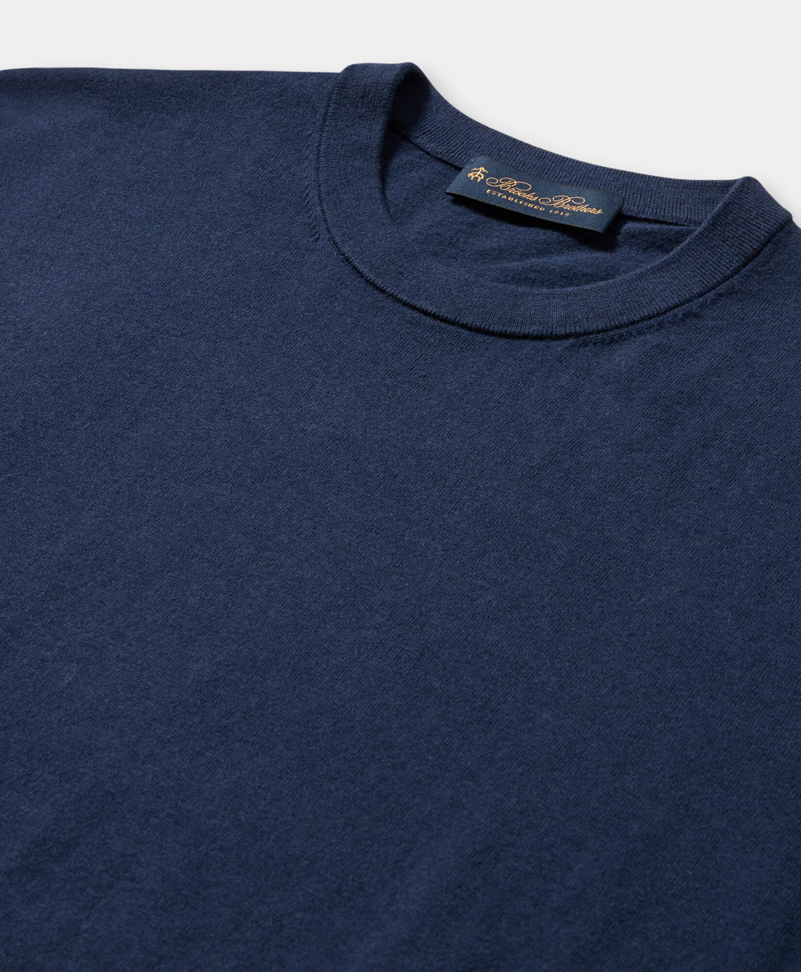 Brooks Brothers Sweter z Okrągłym Dekoltem z Bawełny i Kaszmiru Granatowy KNCRN079COBWS002NAVYP001