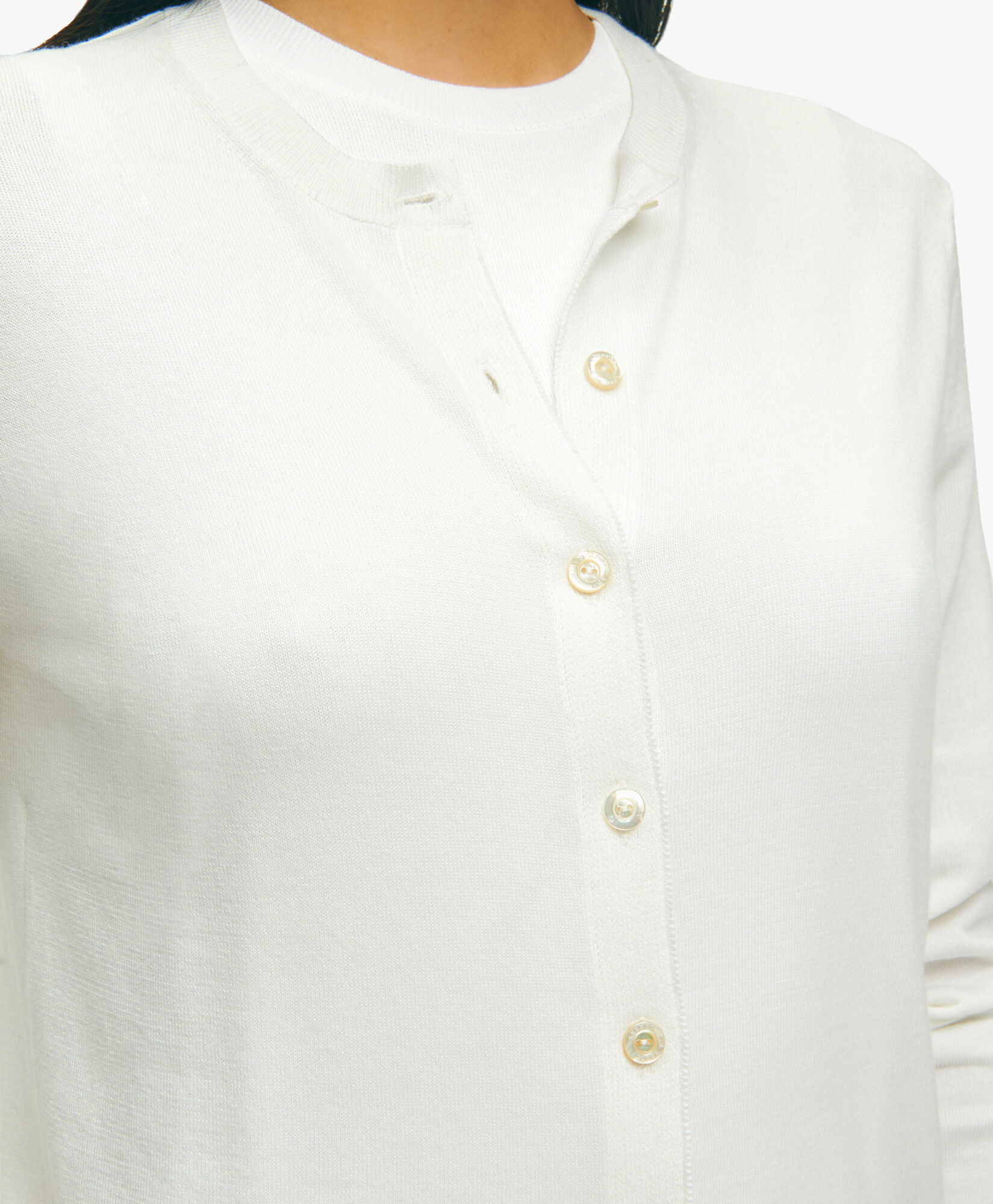 Brooks Brothers Cardigan en Coton Supima Blanc 1000090379US100188195