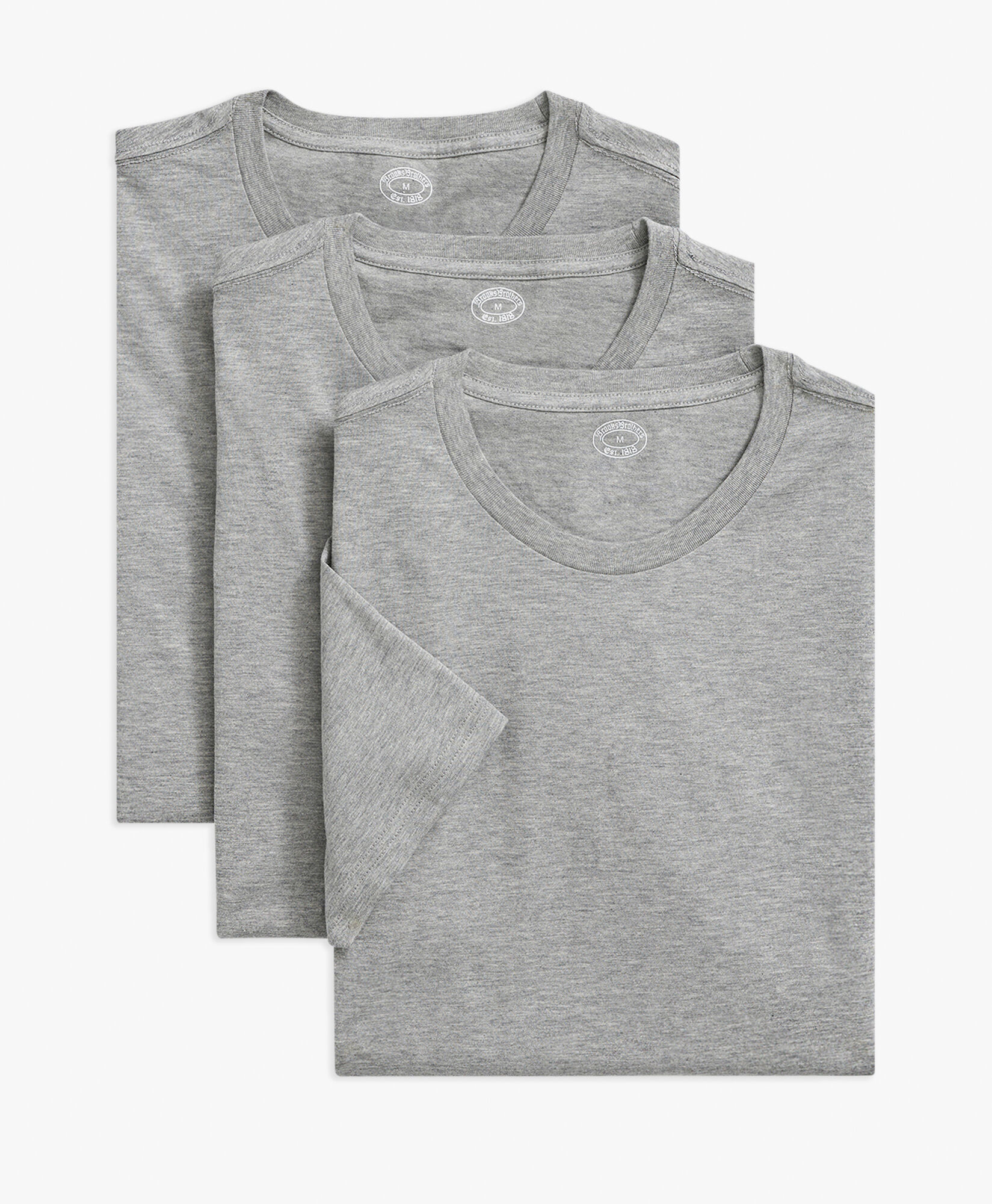 Brooks Brothers Supima Cotton Crewneck 3 Pack T-Shirts Grey 1000092351US100191871