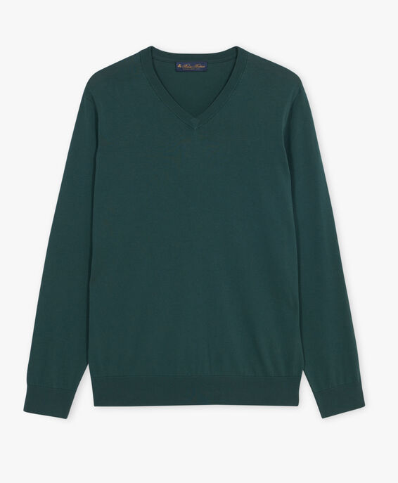 Brooks Brothers Green Cotton V-Neck Sweater Green KNVNK003COPCO002GREEP001