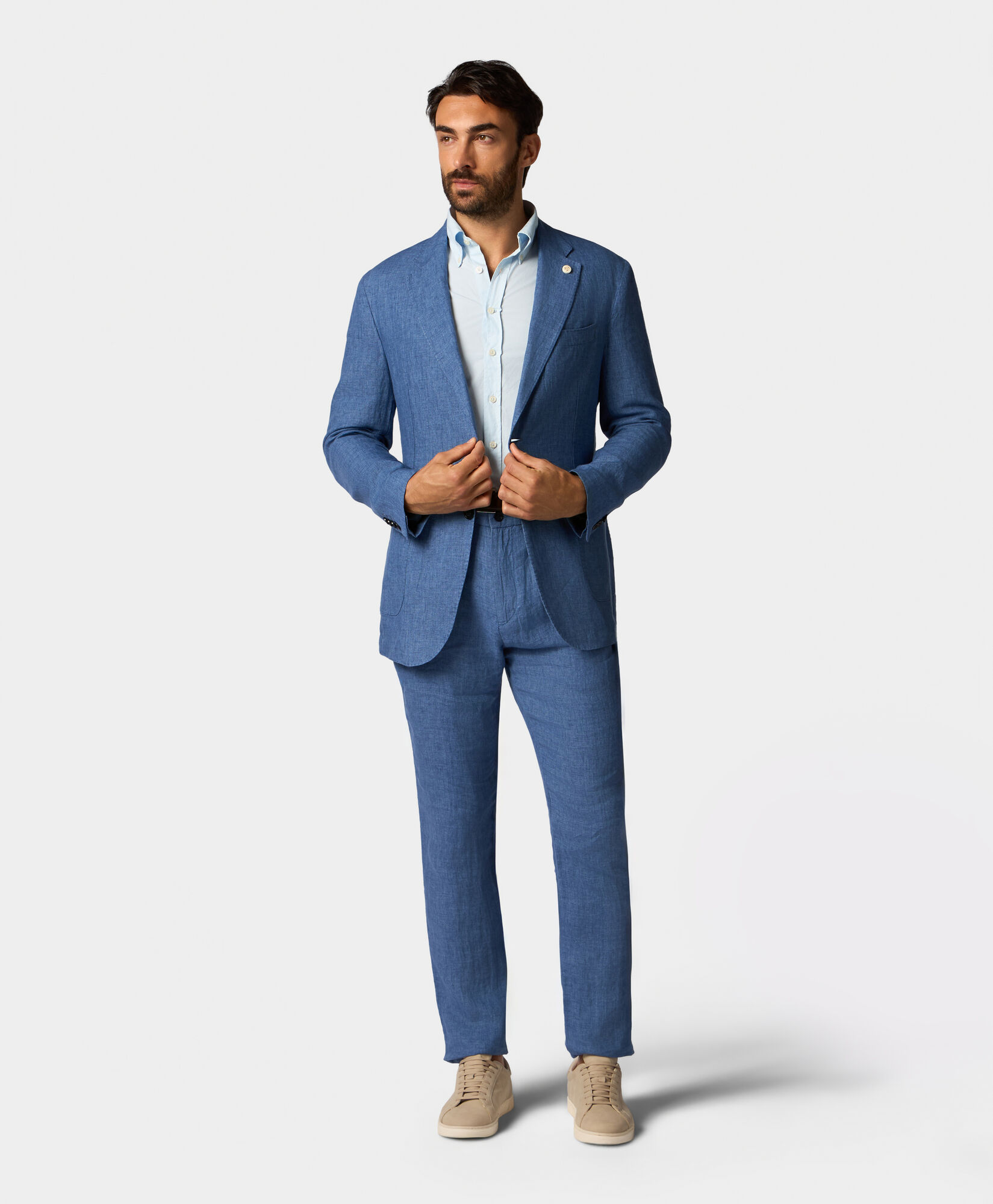 Brooks Brothers Linen Single-Breasted Blazer Denim Blue JKREG070LIPLI001DENIP001