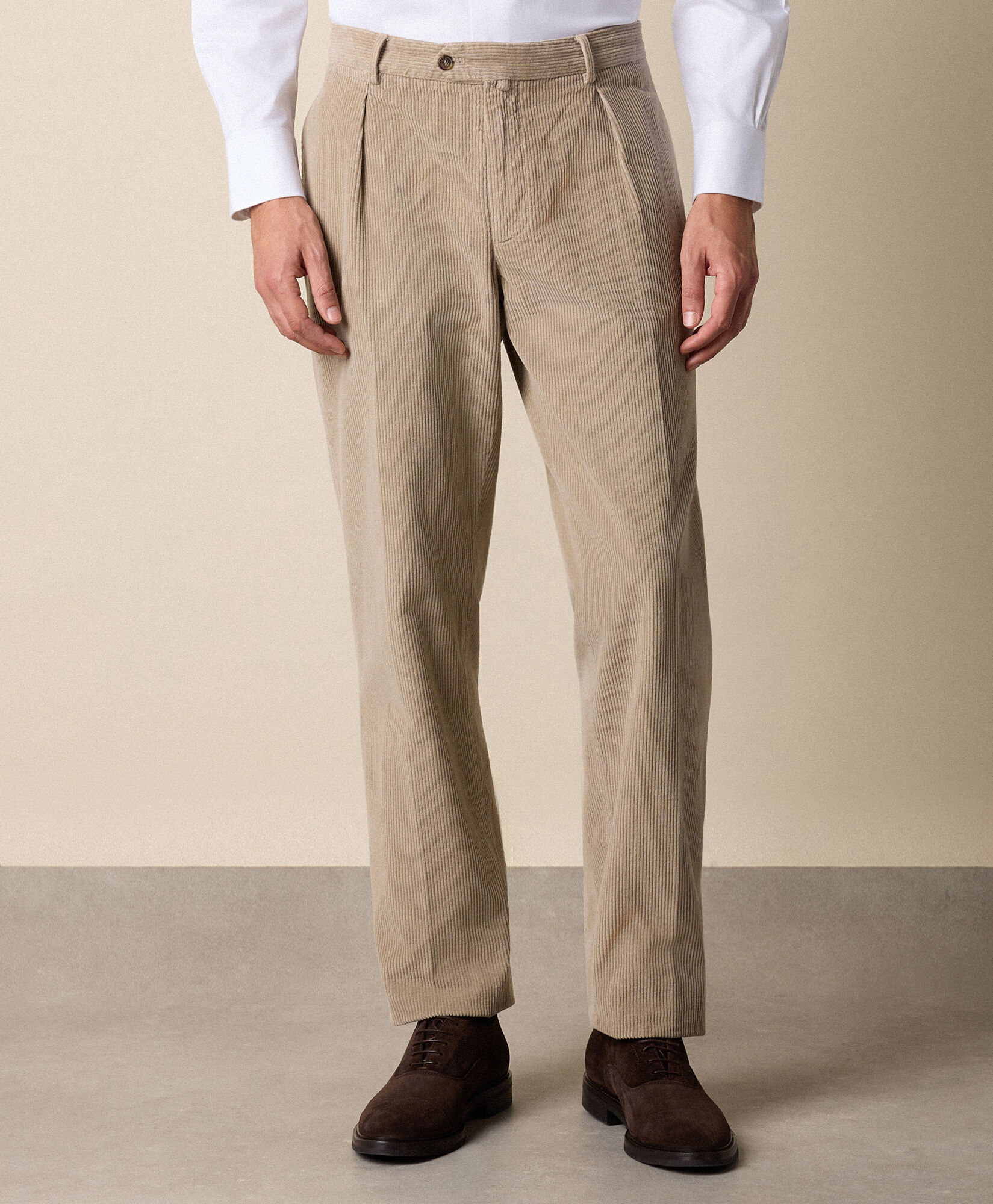 Brooks Brothers One-Pleat Cotton Corduroy Chino Taupe CPCH1P01COPCO001TAUPE001