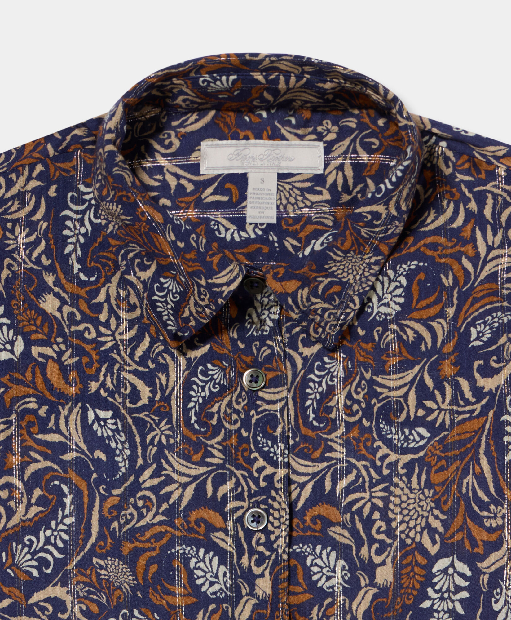 Brooks Brothers Paisley Dropped Shoulder Blouse Blue 1000104894US100222363