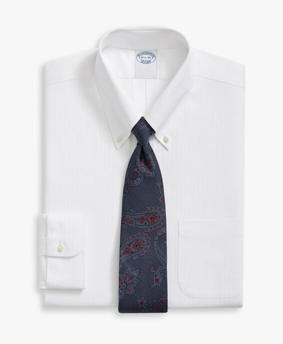 Brooks Brothers Camisa de vestir de algodón elástico blanco non-iron corte regular con cuello button down Blanco 1000096108US100201705