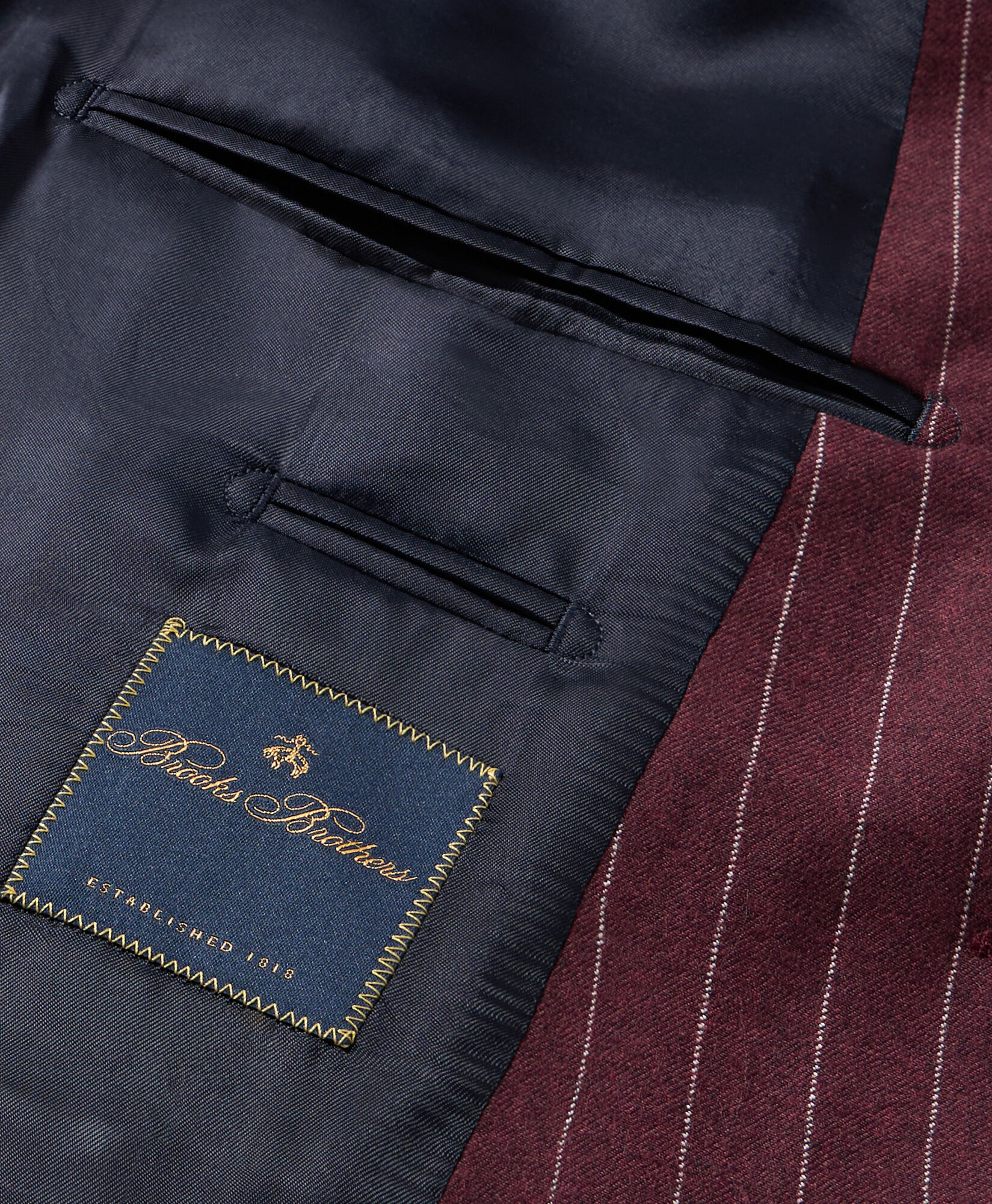 Brooks Brothers Pinstripe Virgin Wool Blazer Burgundy JKREG086WVPWV003BORDF001