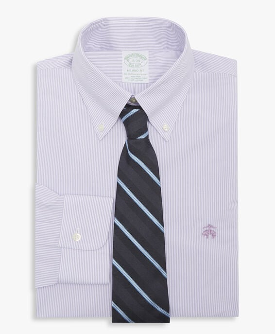 Brooks Brothers Camisa violeta pastel slim fit non-iron de algodón elástico con cuello button down Morado claro/pastel 1000096952US100204251