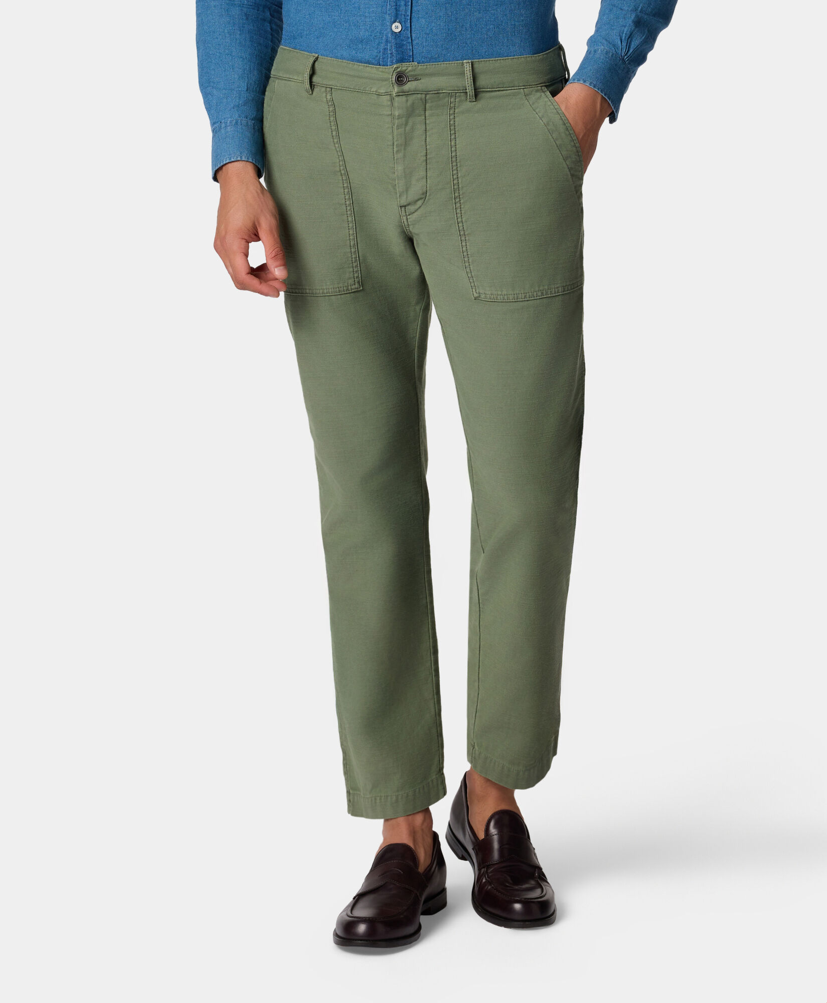 Brooks Brothers Chino Fatigue en Gabardine de Coton Militaire CPFTG001COPCO001MILIP001