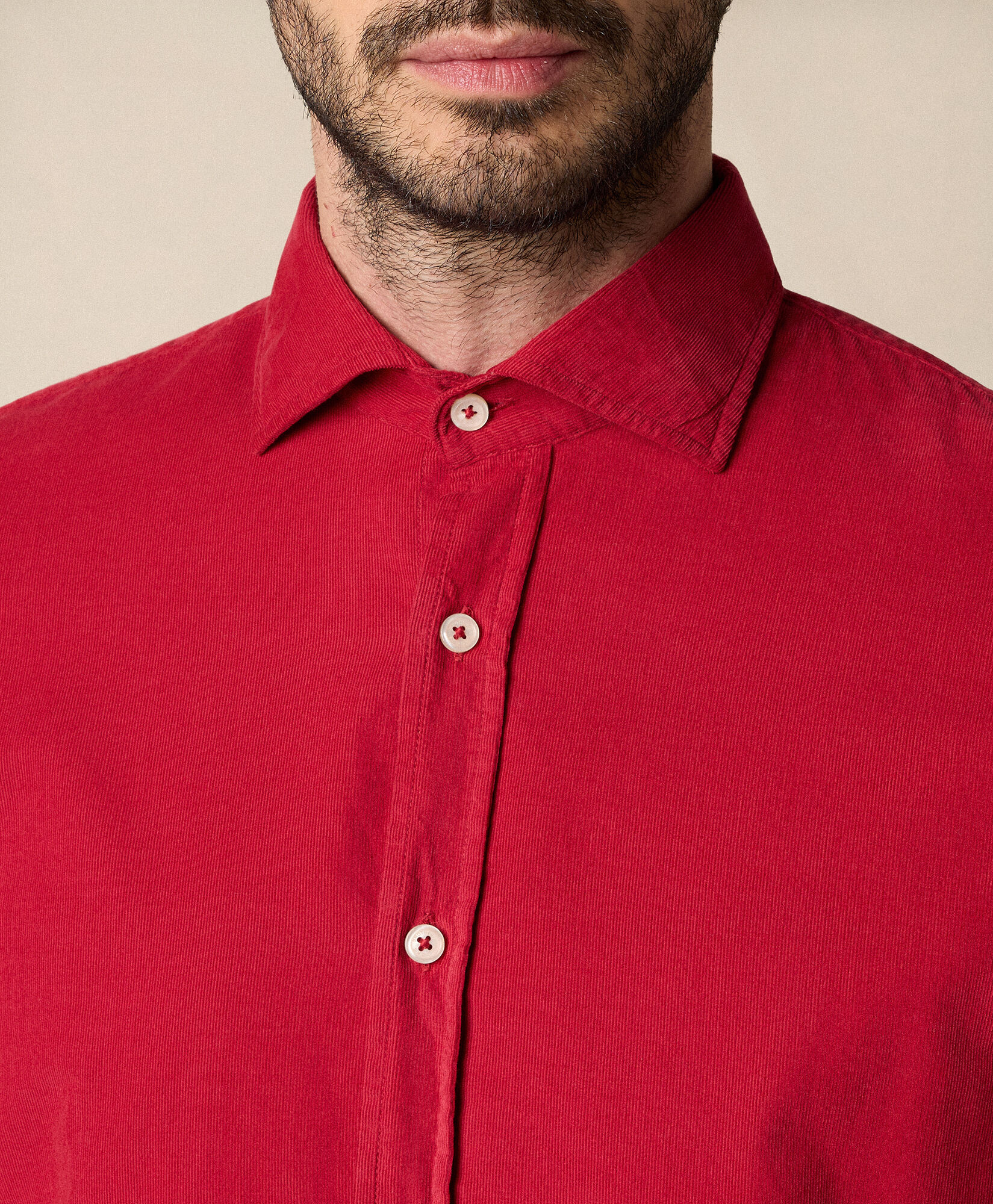 Brooks Brothers Camisa de Corte Slim en Pana de Algodón con Cuello Spread Rojo CSHSP012COPCO001REDPL001