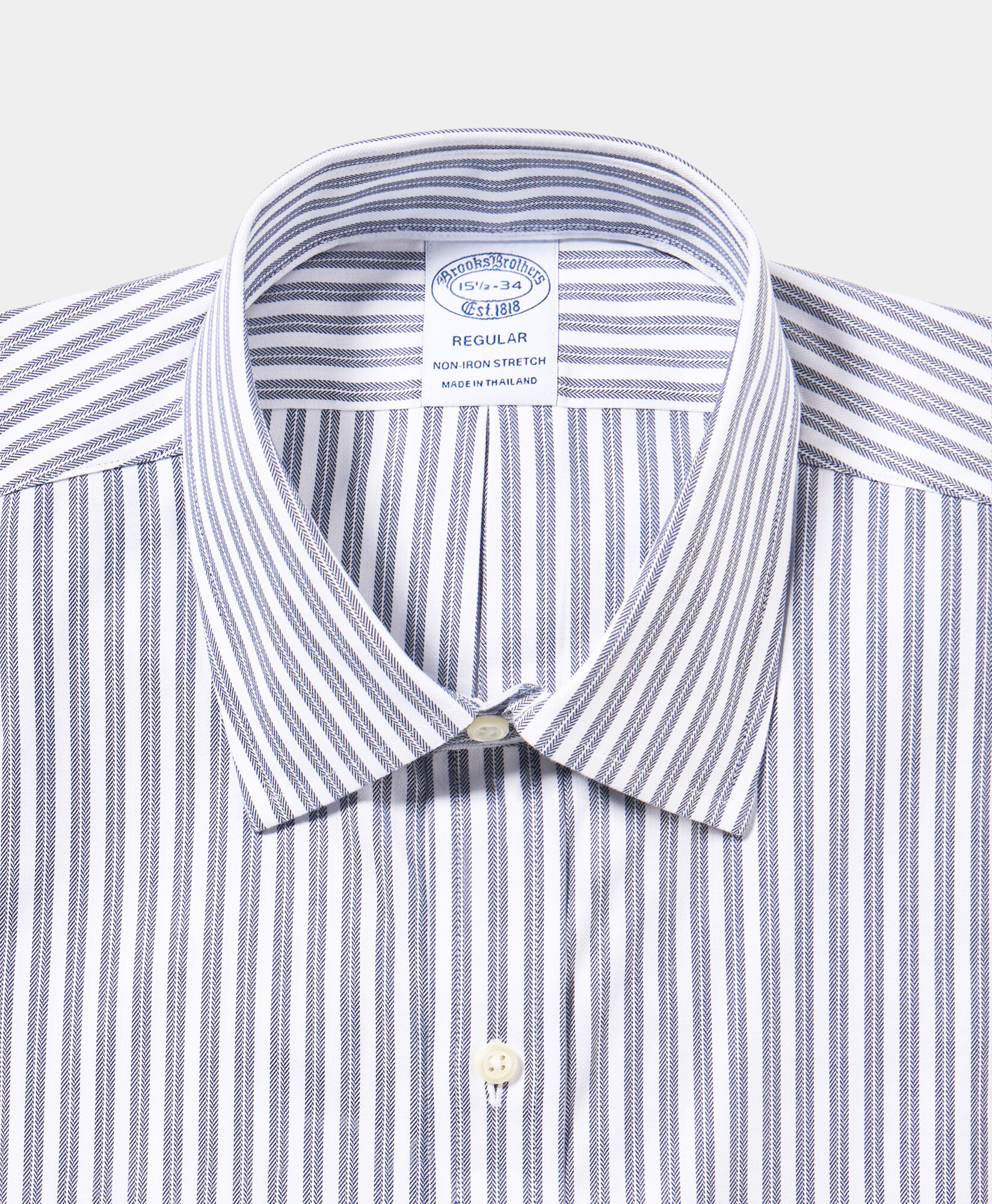 Brooks Brothers Chemise Regular Fit Non-Iron &agrave; Rayures en Coton Supima avec Col Ainsley Bleu Marine 1000105551US100223569