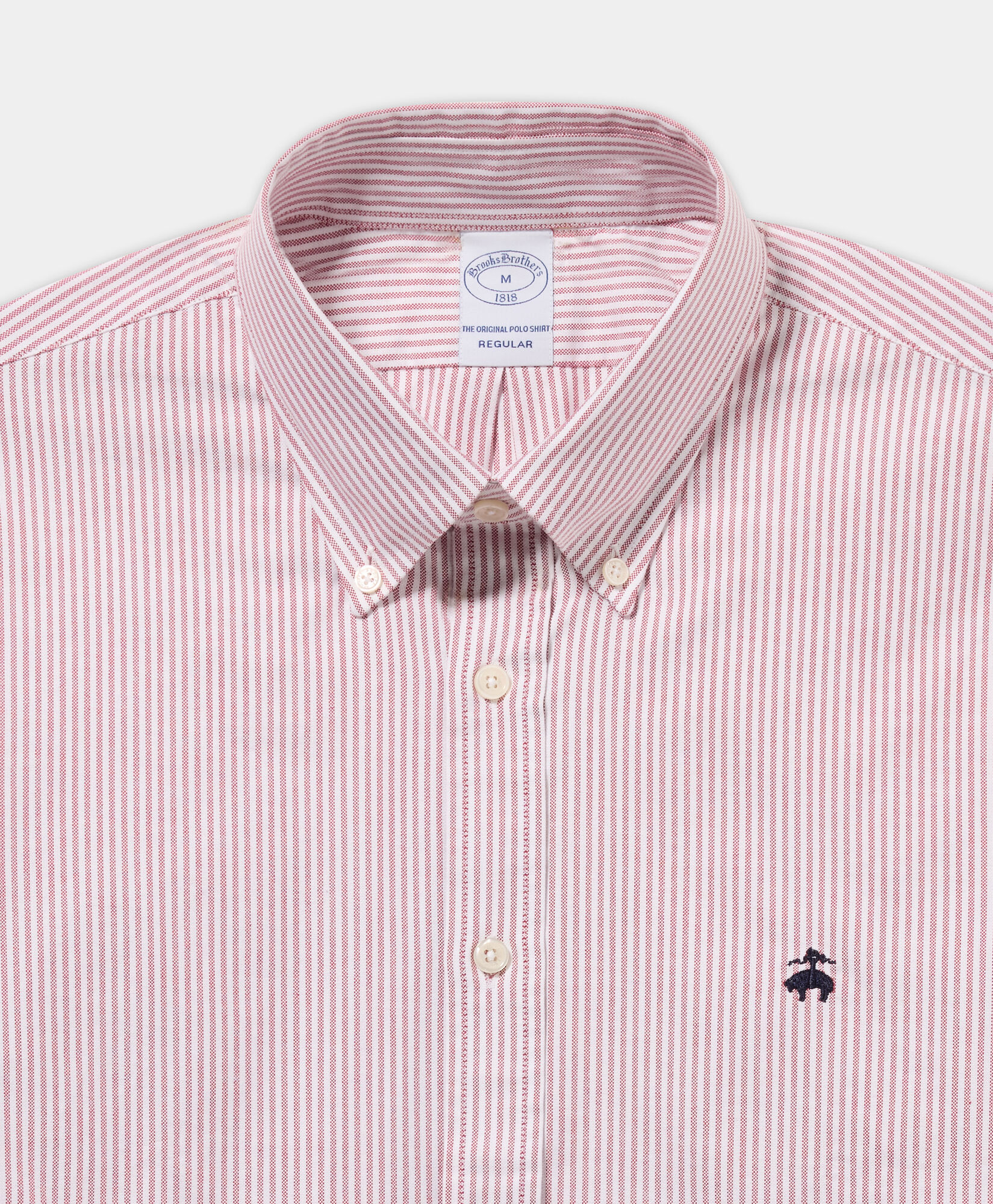 Brooks Brothers Camicia Regular Fit Oxford a Righe con Collo Button Down Rosso CSHBD052COPCO001REDF0001