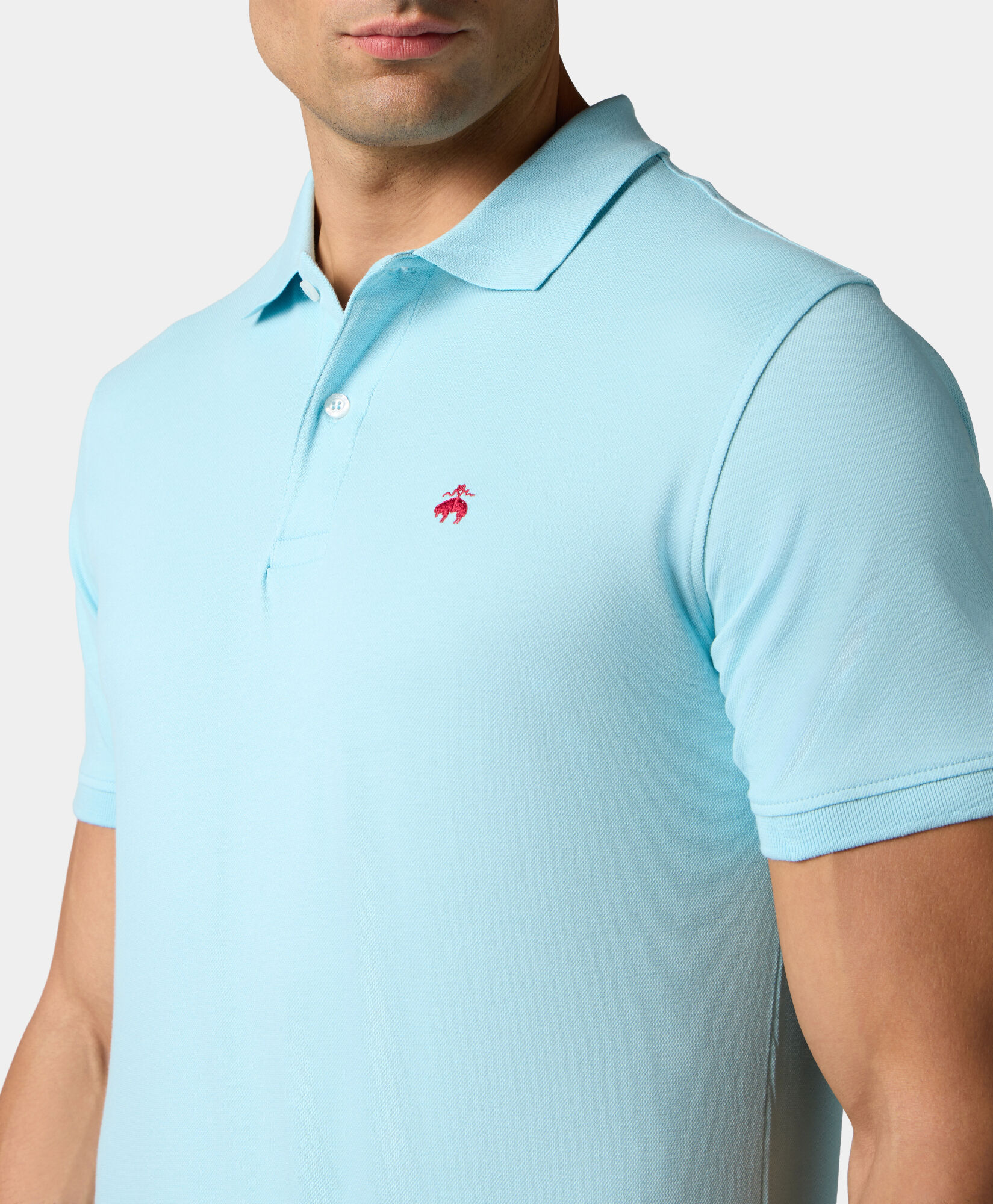 Brooks Brothers Polo z Bawełnianego Piké Niebieskie niebo POJER010COPCO001SKYP0001