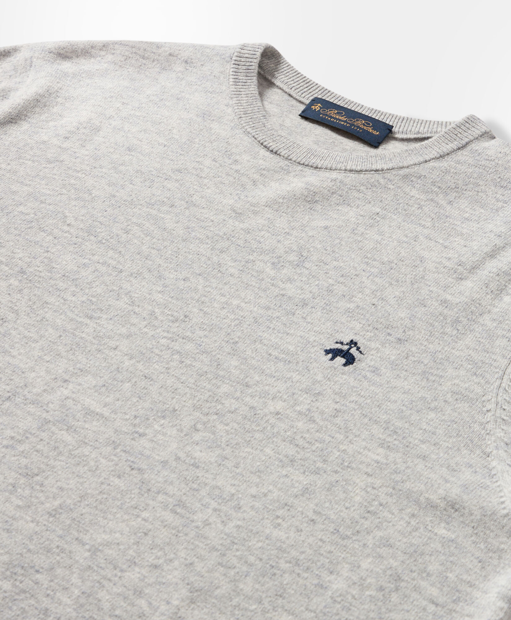 Brooks Brothers Lambswool Crewneck Light Grey KNCRN063WOPWO004LTGRP001