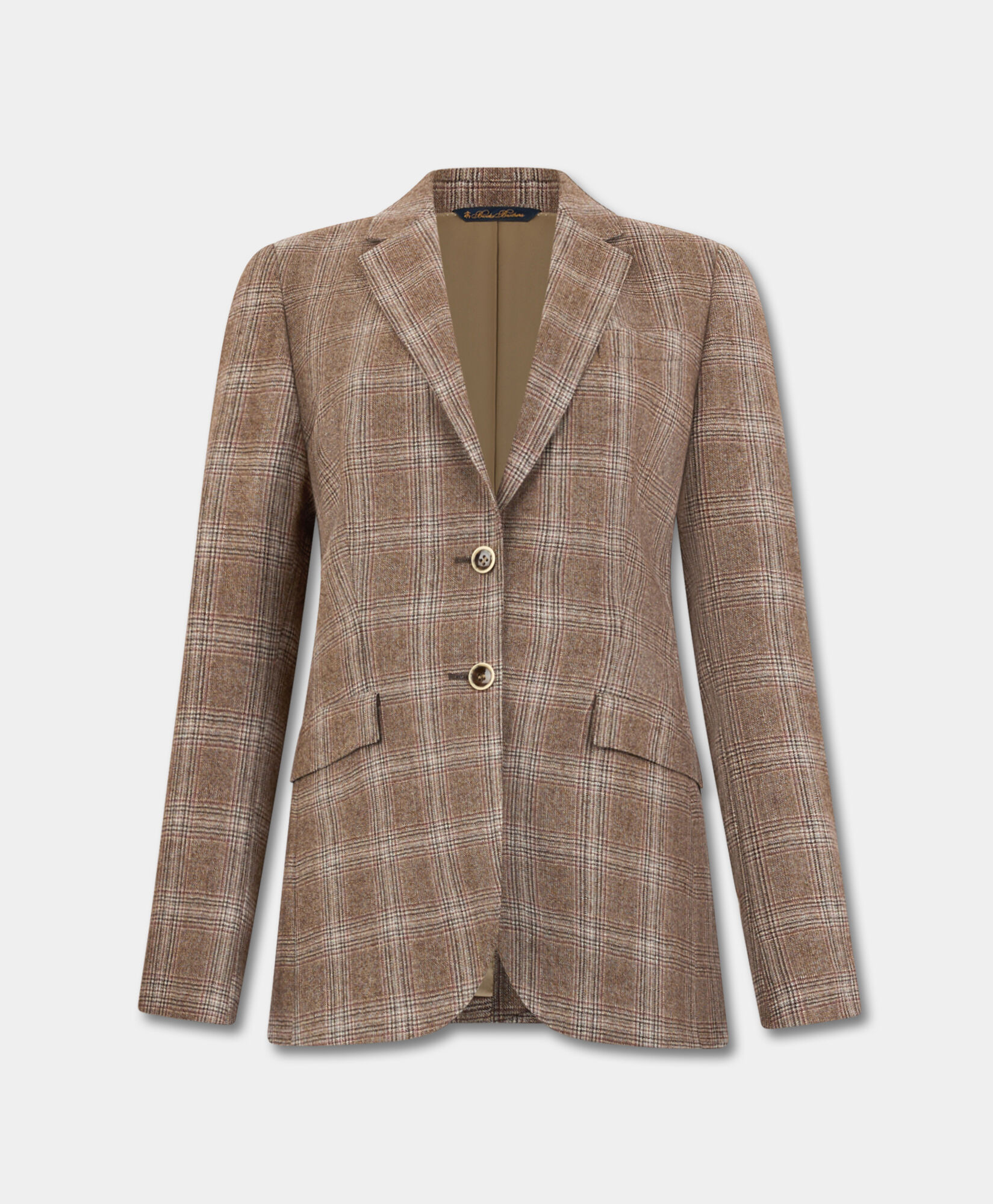 Brooks Brothers Checked Virgin Wool Blazer Beige JKREG117WVPWV003BEIGF001