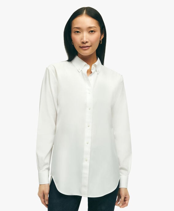 Brooks Brothers Camisa de algodón Supima elástico blanco non-iron corte relaxed con cuello button down Blanco 1000095498US100201852