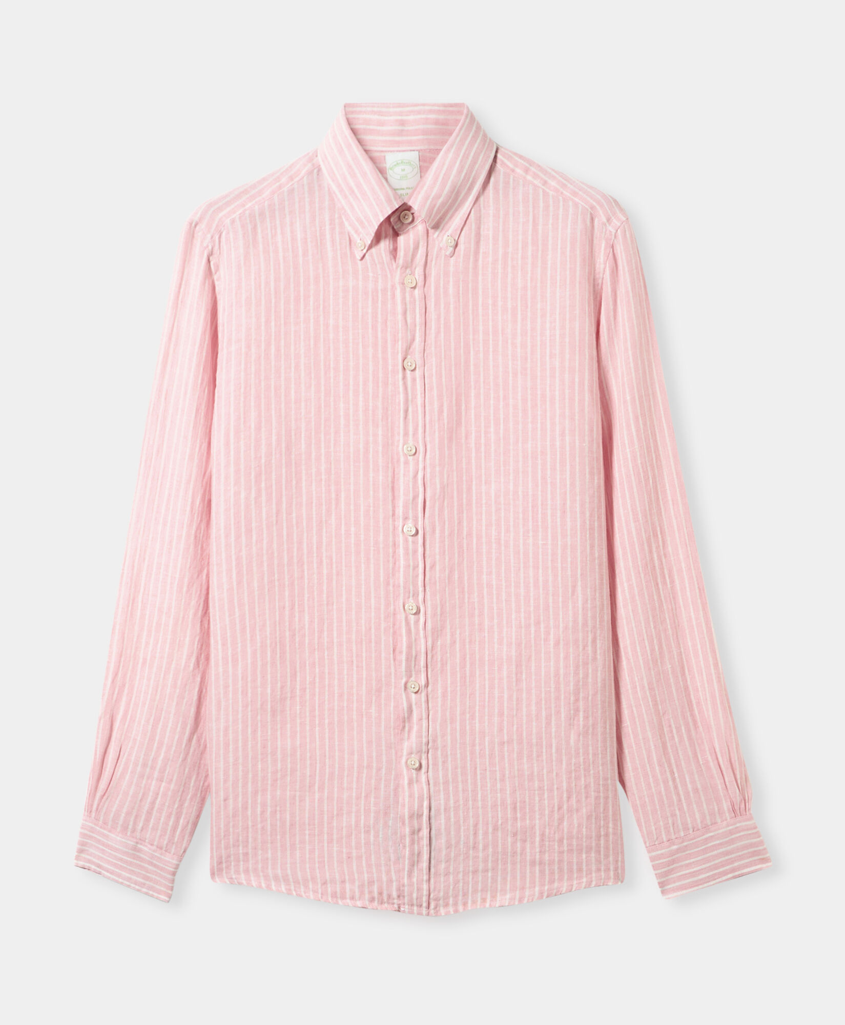 Brooks Brothers Slim Fit Striped Linen Button Down Shirt Pink CSHBD016LIPLI001PINKF001