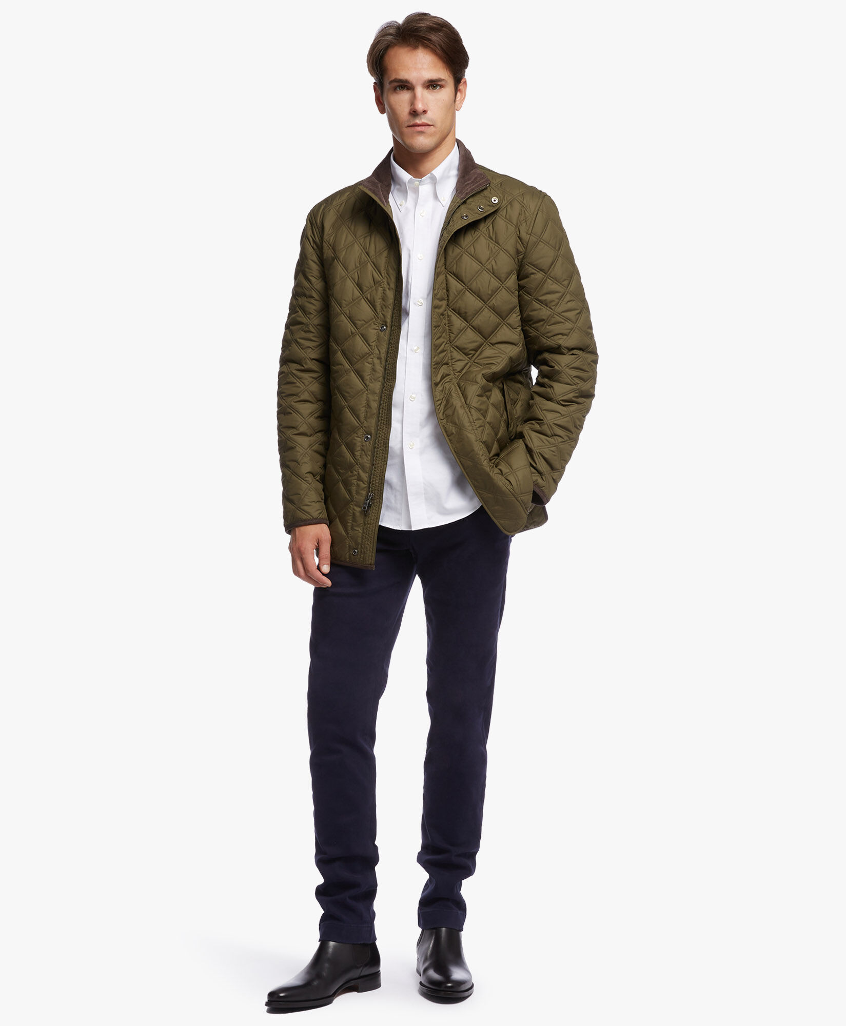 Quilted Green Walking Coat in Green Moss for Men Brooks Brothers UK