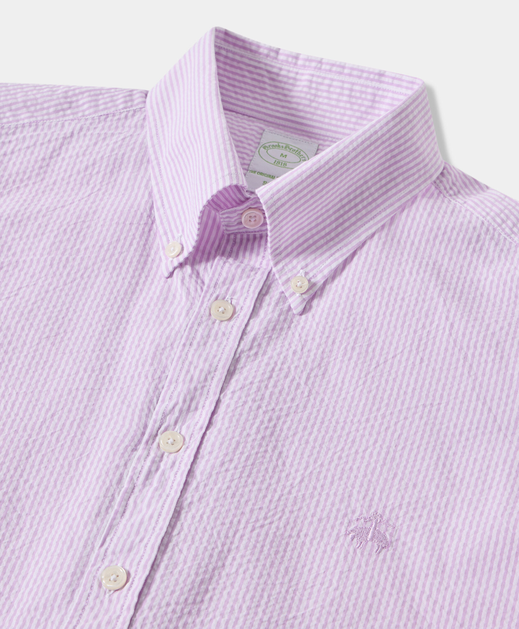 Brooks Brothers Slim Fit Striped Seersucker Button Down Shirt Lilac CSHBD013COPCO001LILCF001