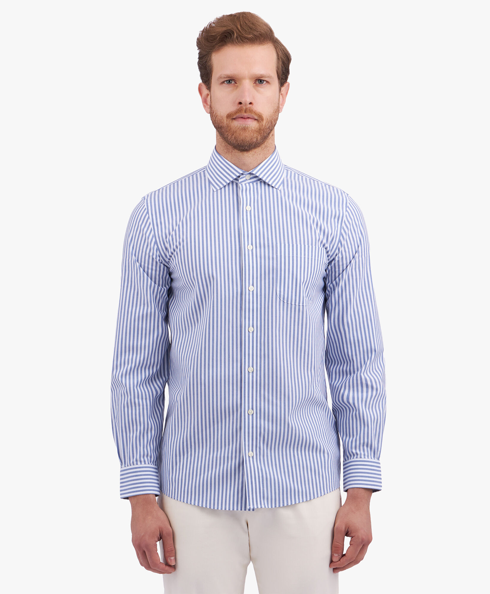 Camicia blu navy Slim Fit non iron in cotone Supima elasticizzato