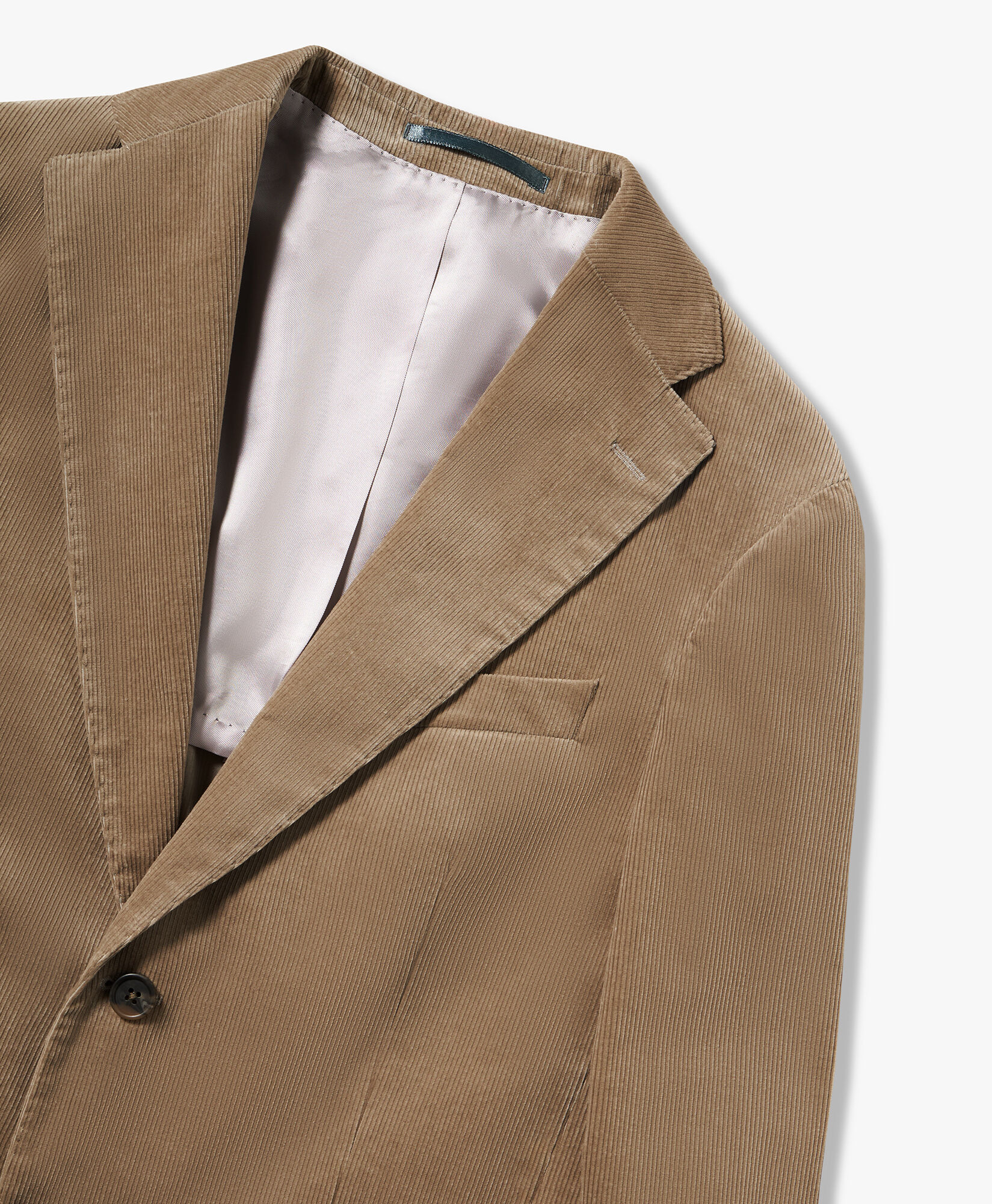 Khaki Slim Fit Stretch Cotton Corduroy Blazer in Khaki Brooks