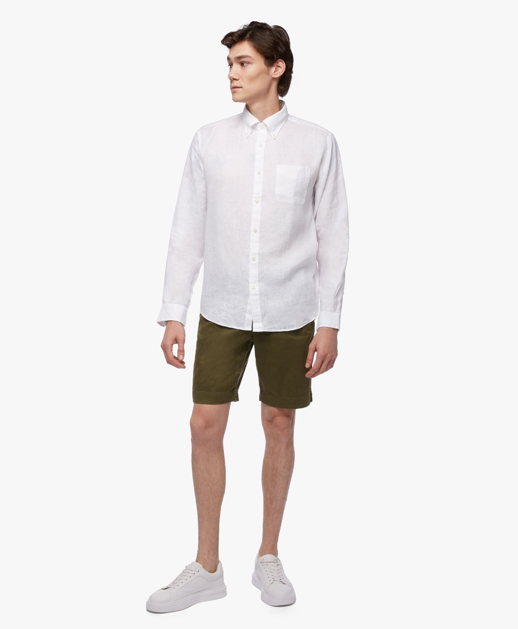 Brooks Brothers Regular Fit Irish Linen Sport Shirt White 1000095317US100200016