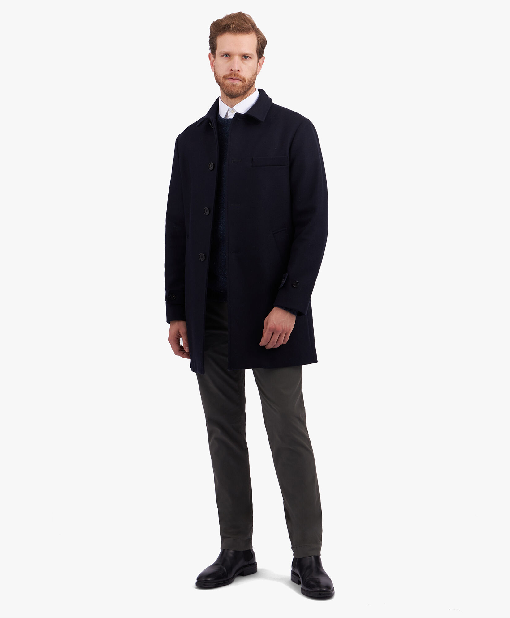 Navy Wool Blend Coat in Navy for Men Brooks Brothers UK