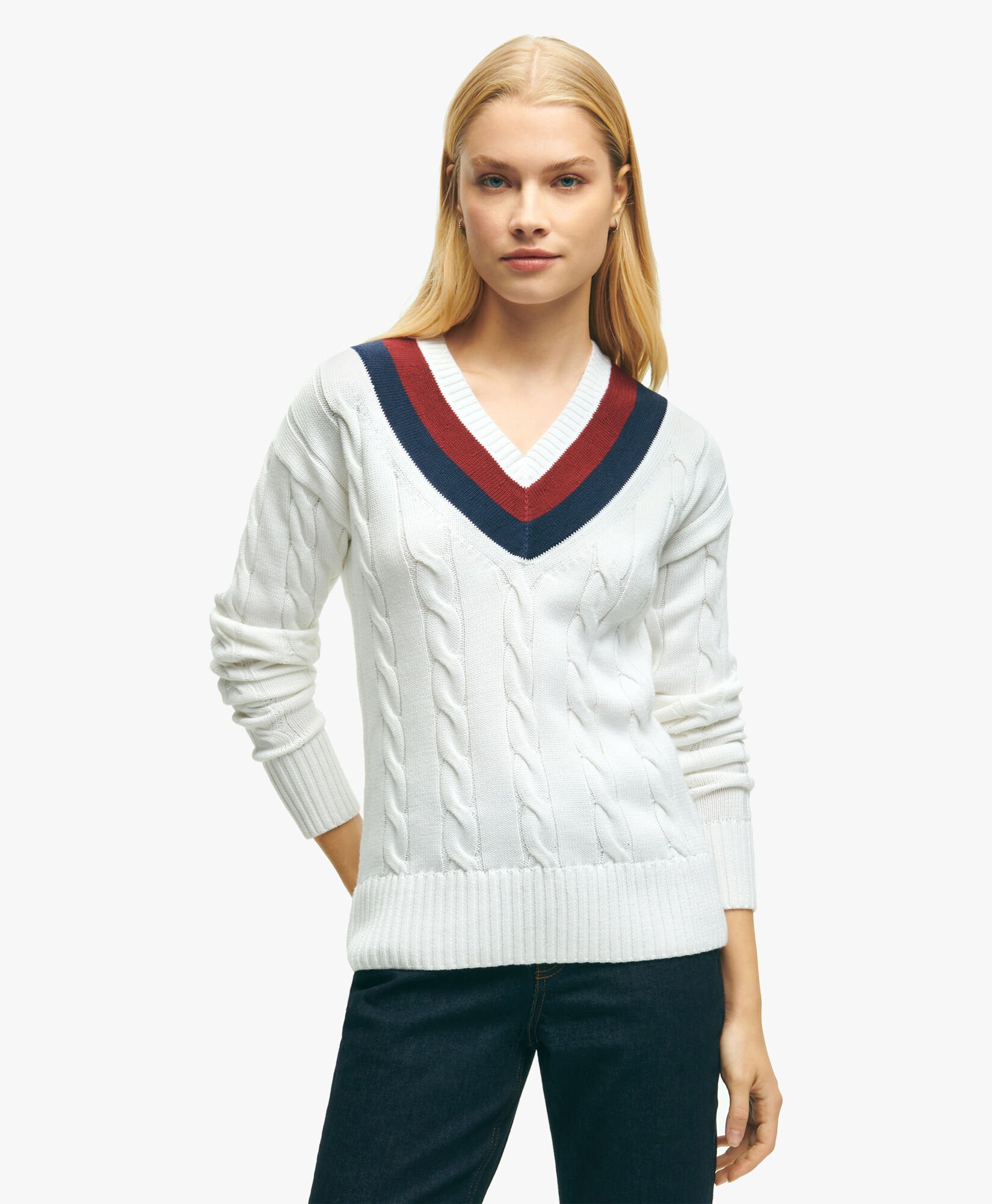 SupimaCottonTennisSweater in White for Women Brooks Brothers EU