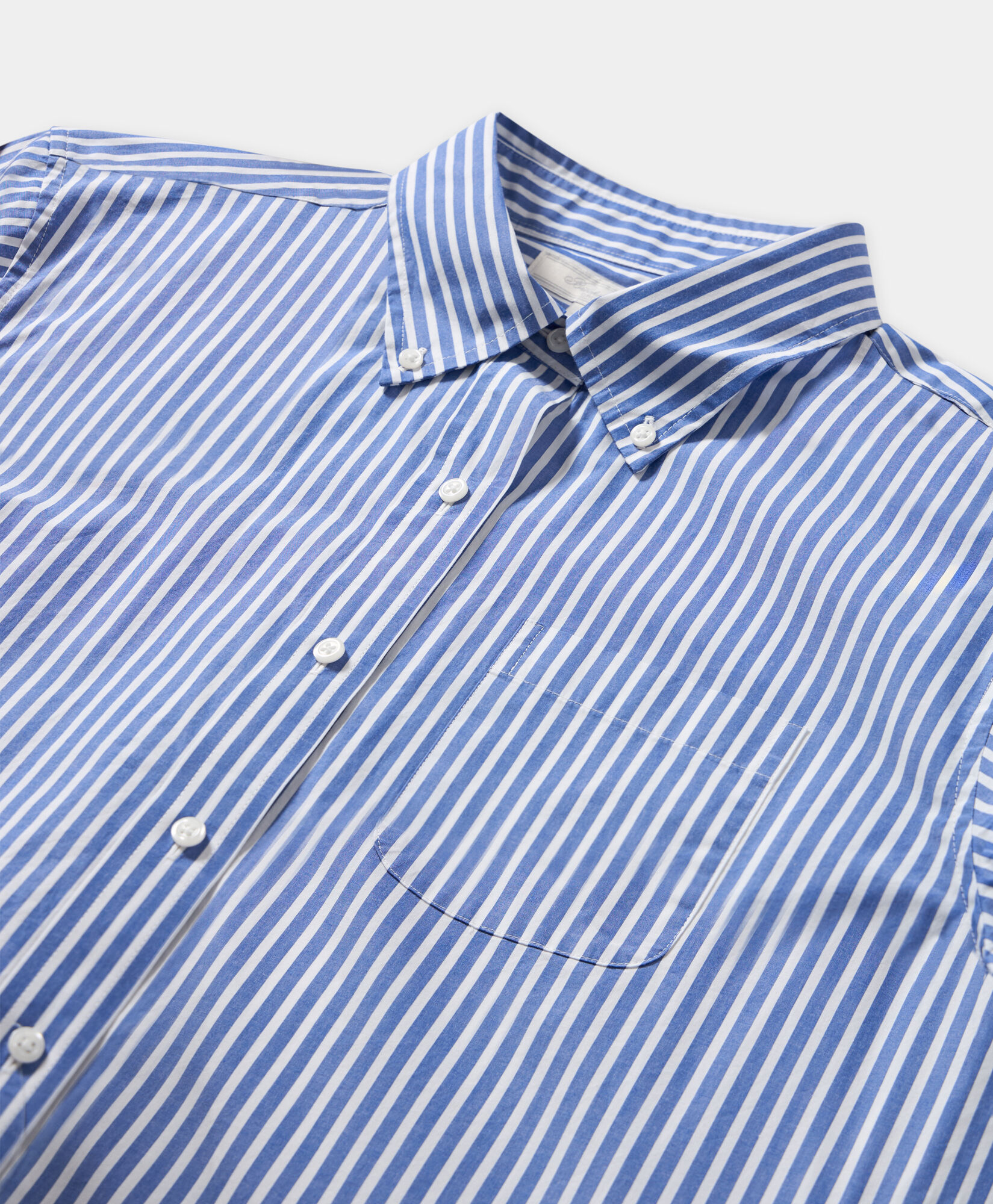 Brooks Brothers Cropped Striped Cotton Poplin Shirt Blue 1000103016US100219411