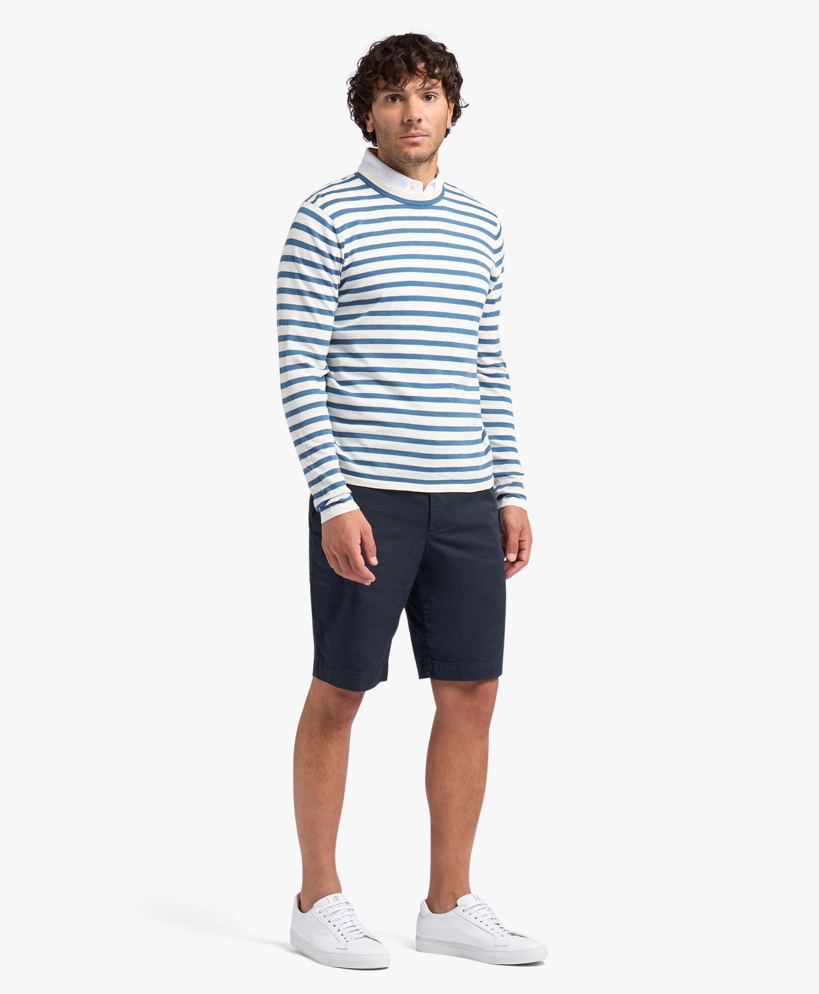 Light Blue Striped Crewneck Sweater in Denim for Men Brooks Brothers EU