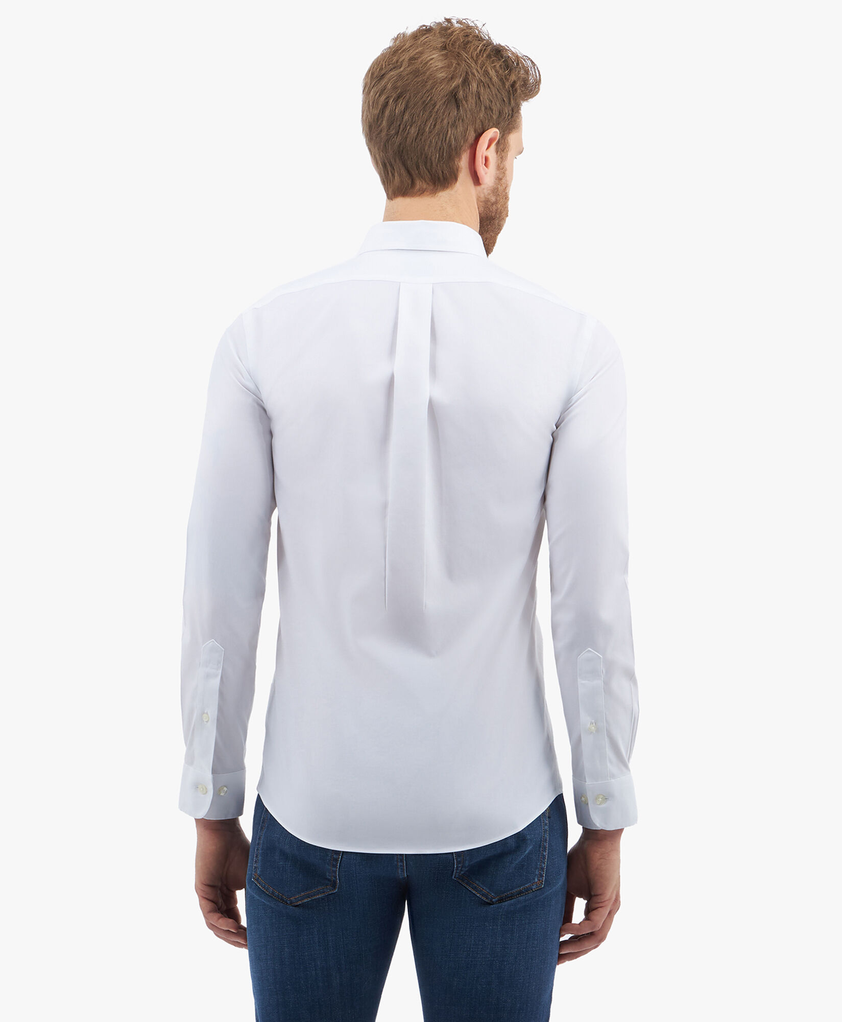 Brooks Brothers Chemise Slim Fit Non-Iron en Coton Stretch avec Col Button-Down Blanc 1000095303US100199977