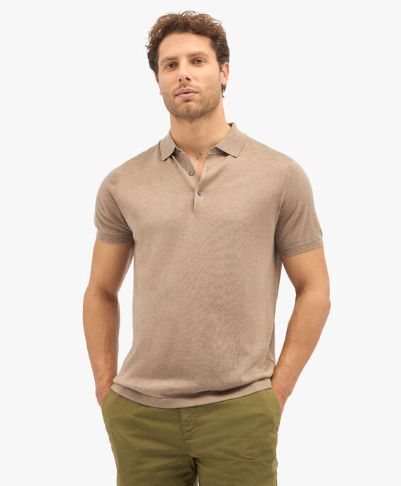 Brooks Brothers Beige Silk-Cashmere Blend Polo Shirt Beige KNPOL008SEBWS001BEIGP001