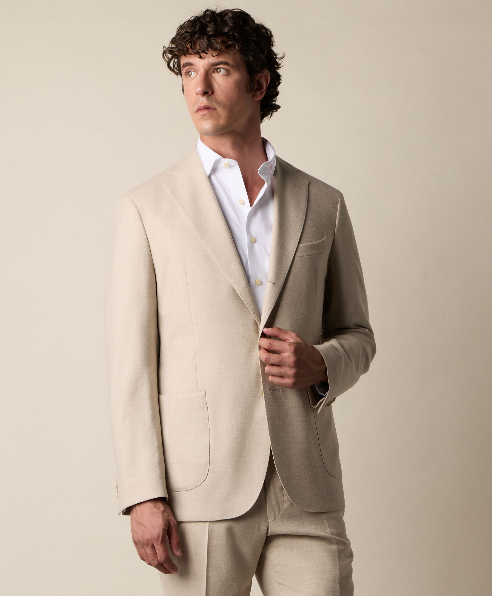 Brooks Brothers Wool Travel Suit Natural STREG065WOBPA007NATLP001