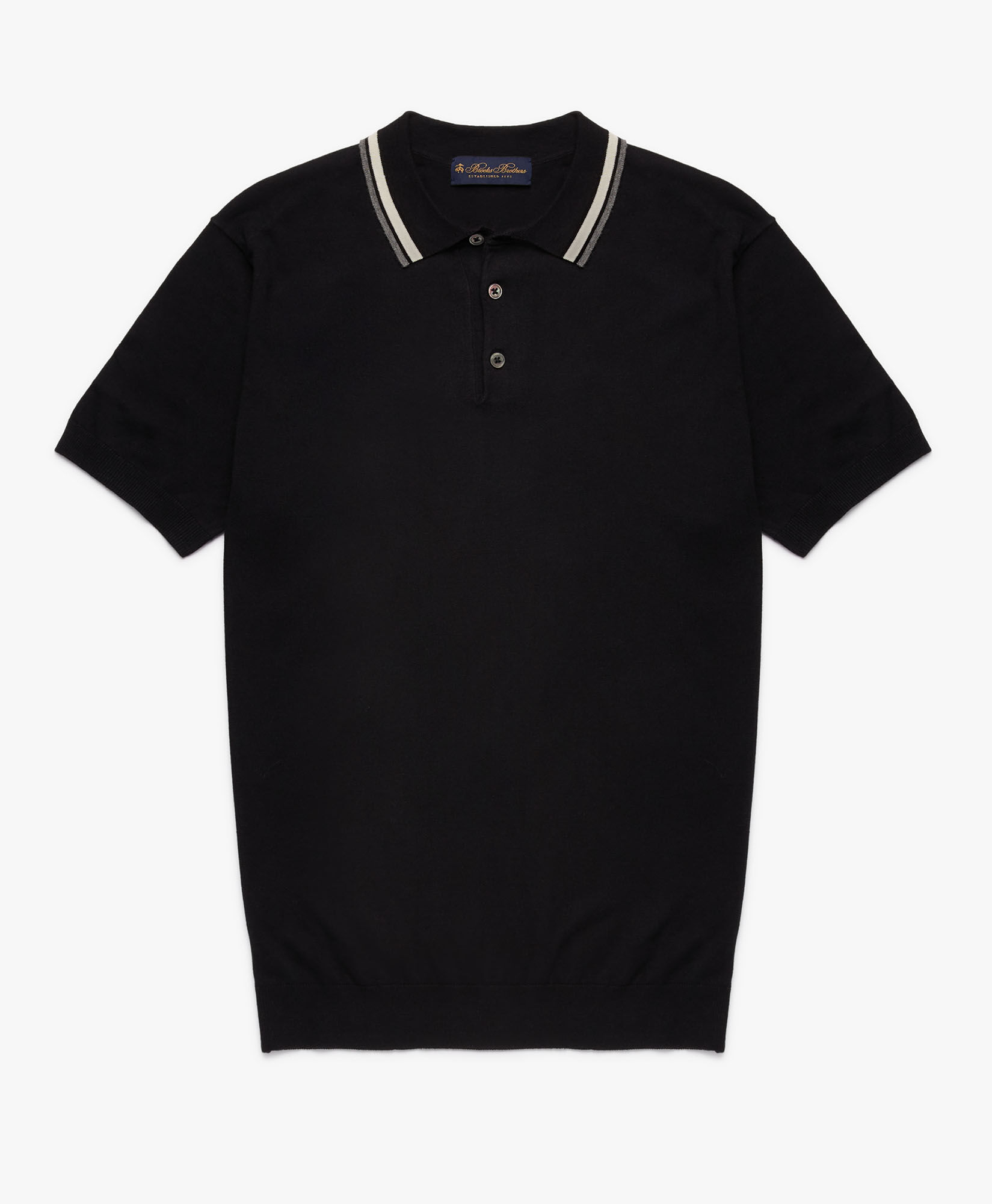 Black cotton polo shirt sales