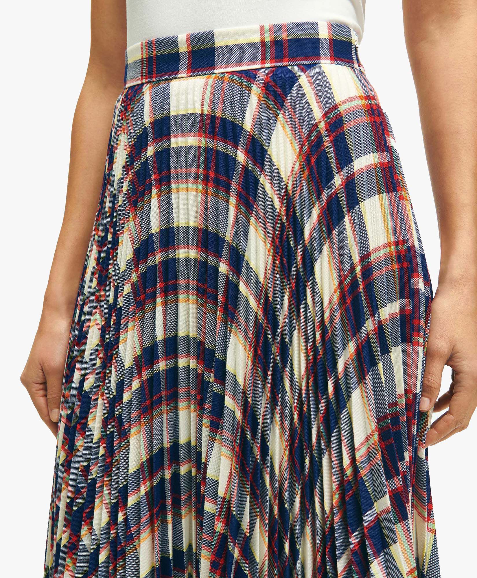Multicolor plaid pleated skirt hotsell