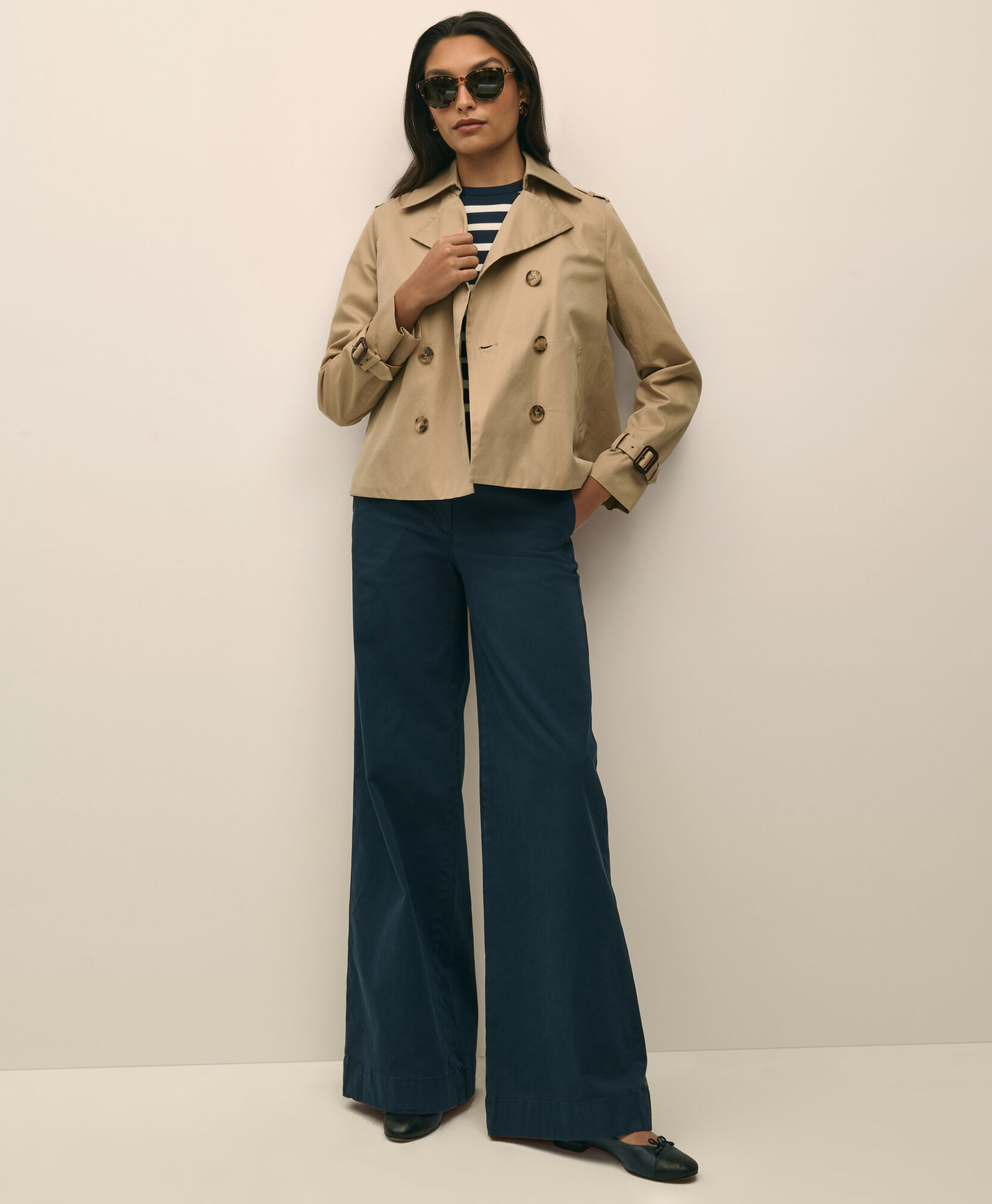 Brooks Brothers Trench Cropped Double-Breasted en Twill Marron 1000103043US100219860