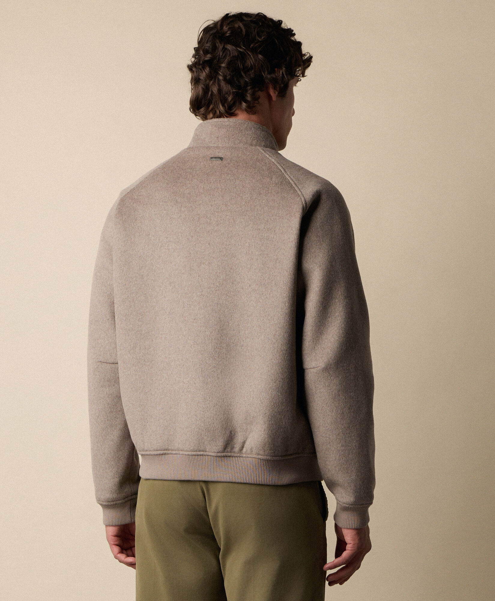 Brooks Brothers Harrington Jacket z Wełny Taupe COBOM018WOBOF001TAUPE001